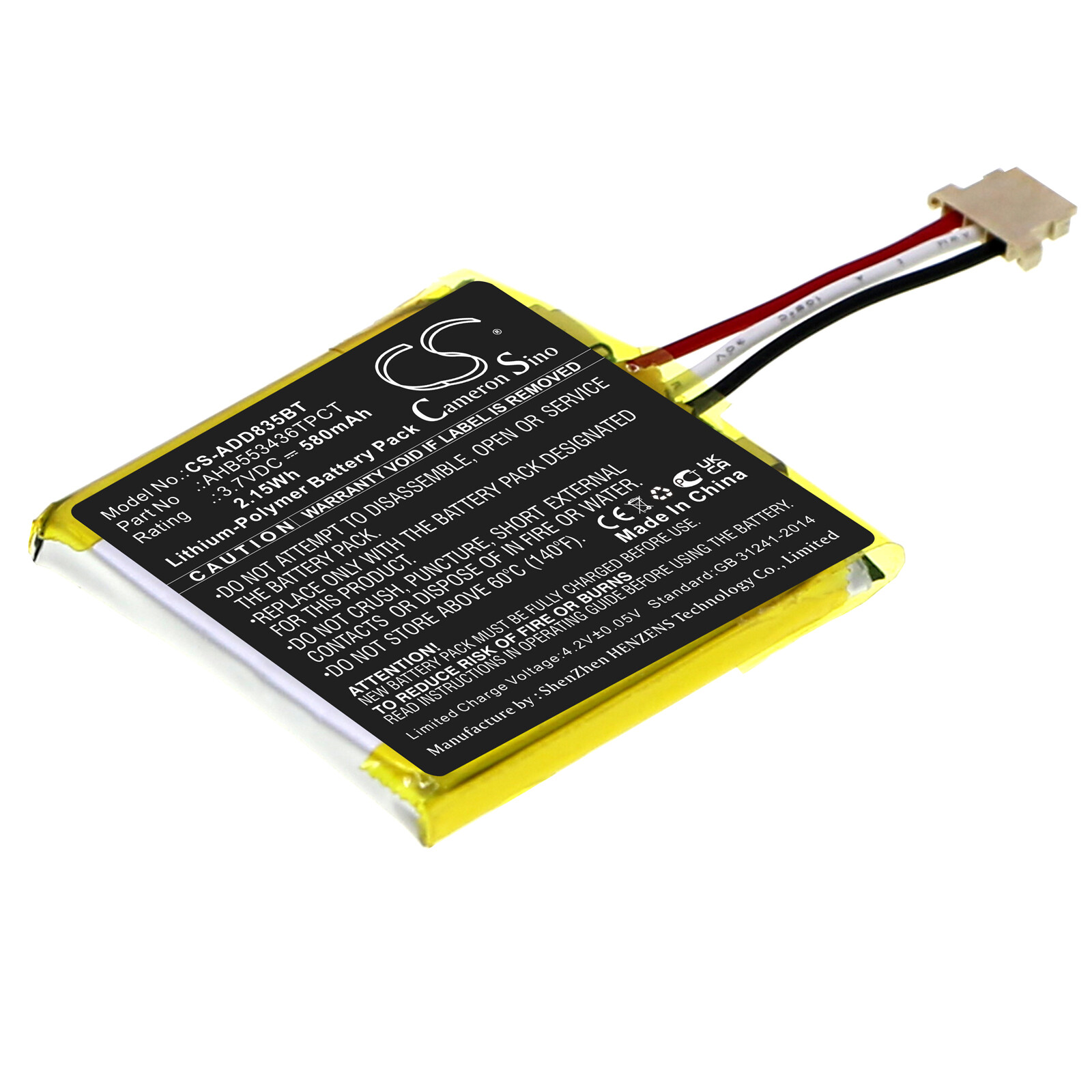 Battery for ADT DBC835 DBC835-V2 Wireless HD Doorbell Camera AHB553436TPCT