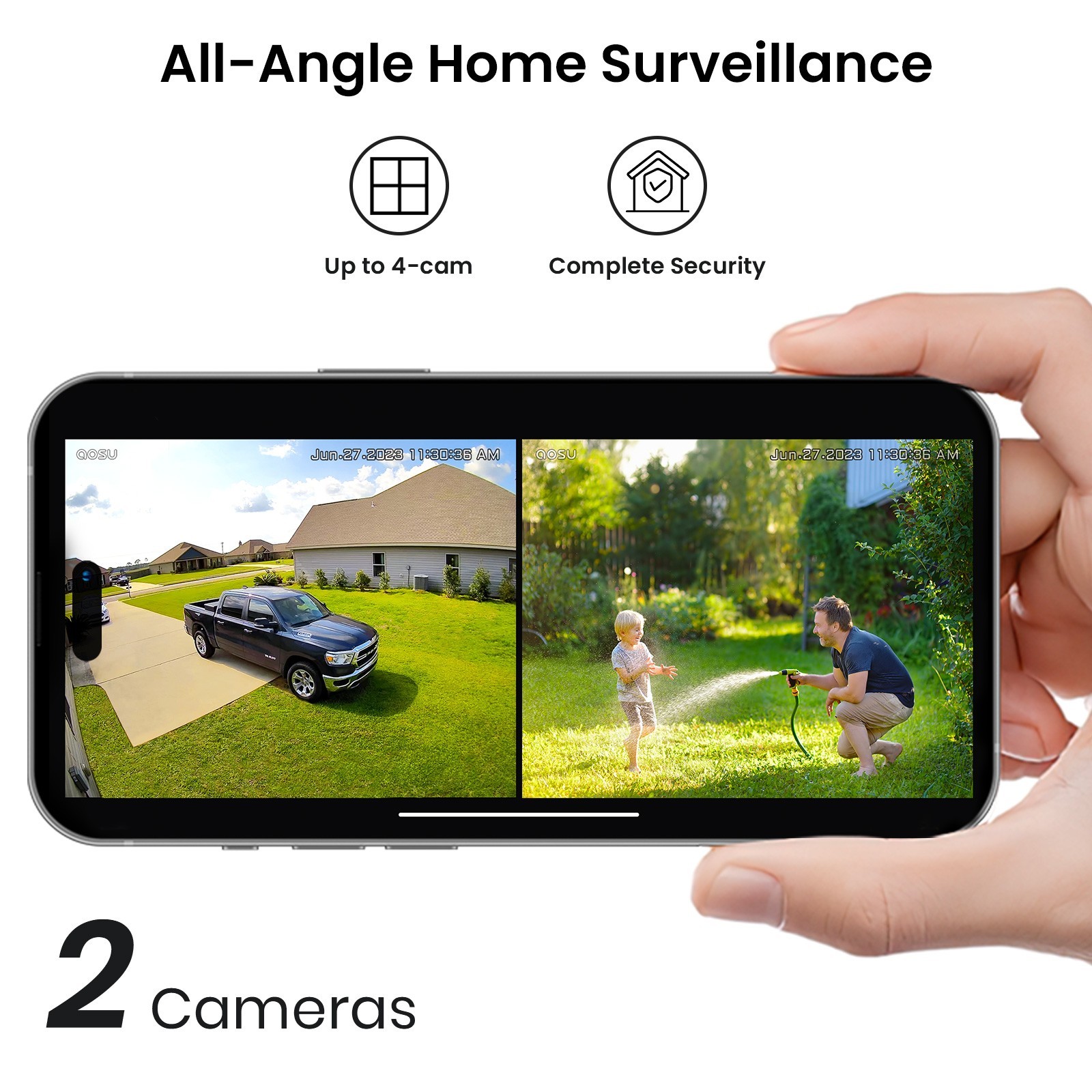 AOSU Solar Security Cameras Outdoor Wireless,2 Cam-Kit,2K Color Night Vision