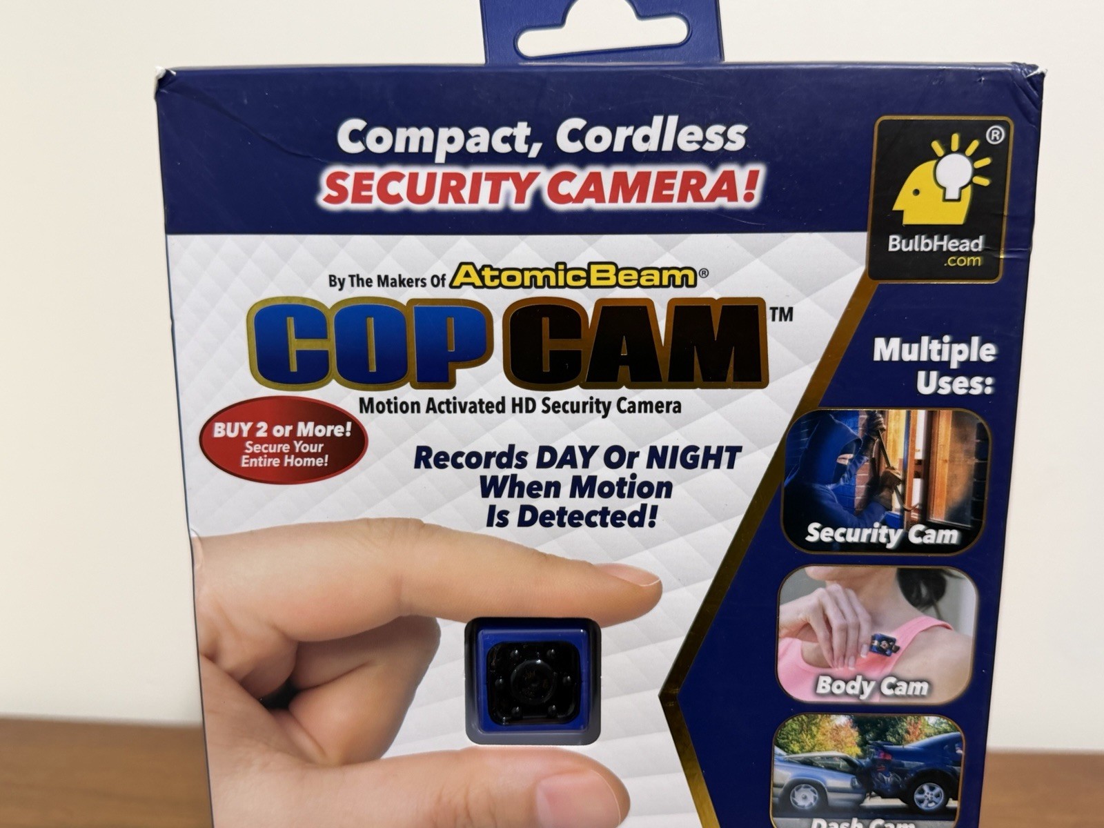 Atomic Beam Cop Cam Mini Security Camera by BulbHead Body Cam Dash Cam w/ Clip