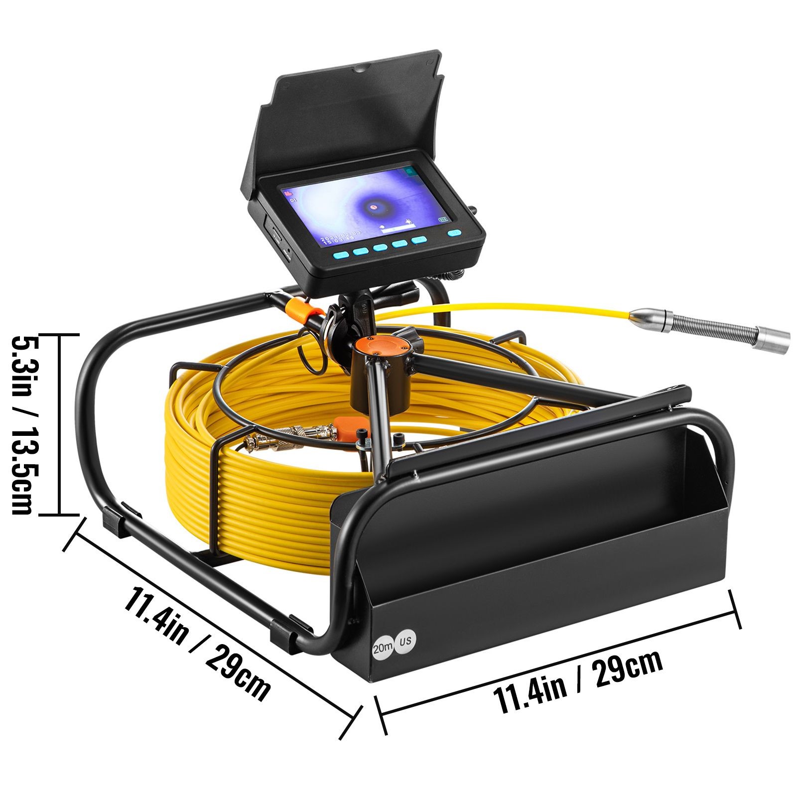 4.3″ HD Sewer Camera with 65.6ft Cable & 16GB SD Card