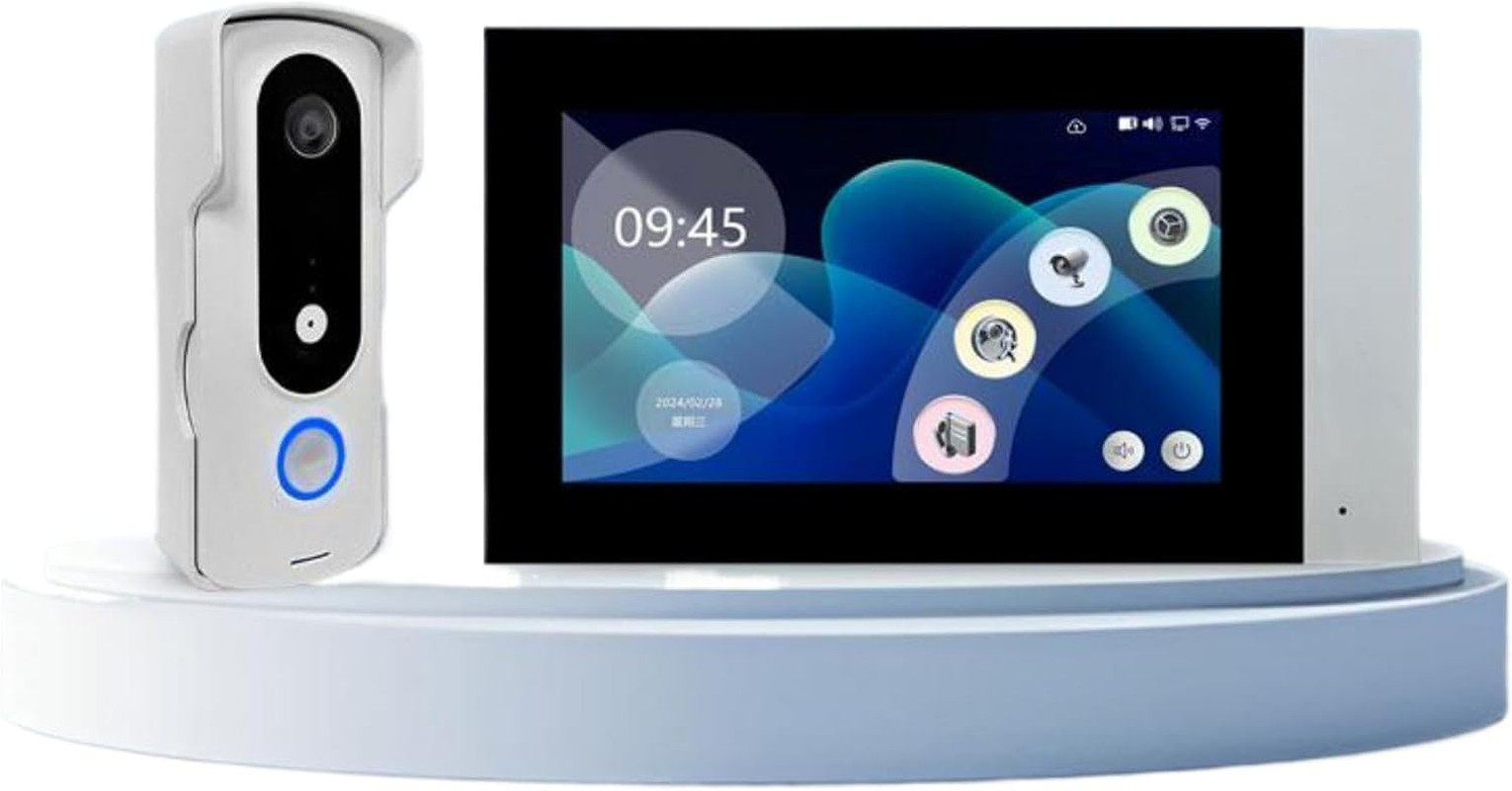 Wired 7-Inch Smart Video Doorbell with Touchscreen Chime | 2K Head-To-Toe View |