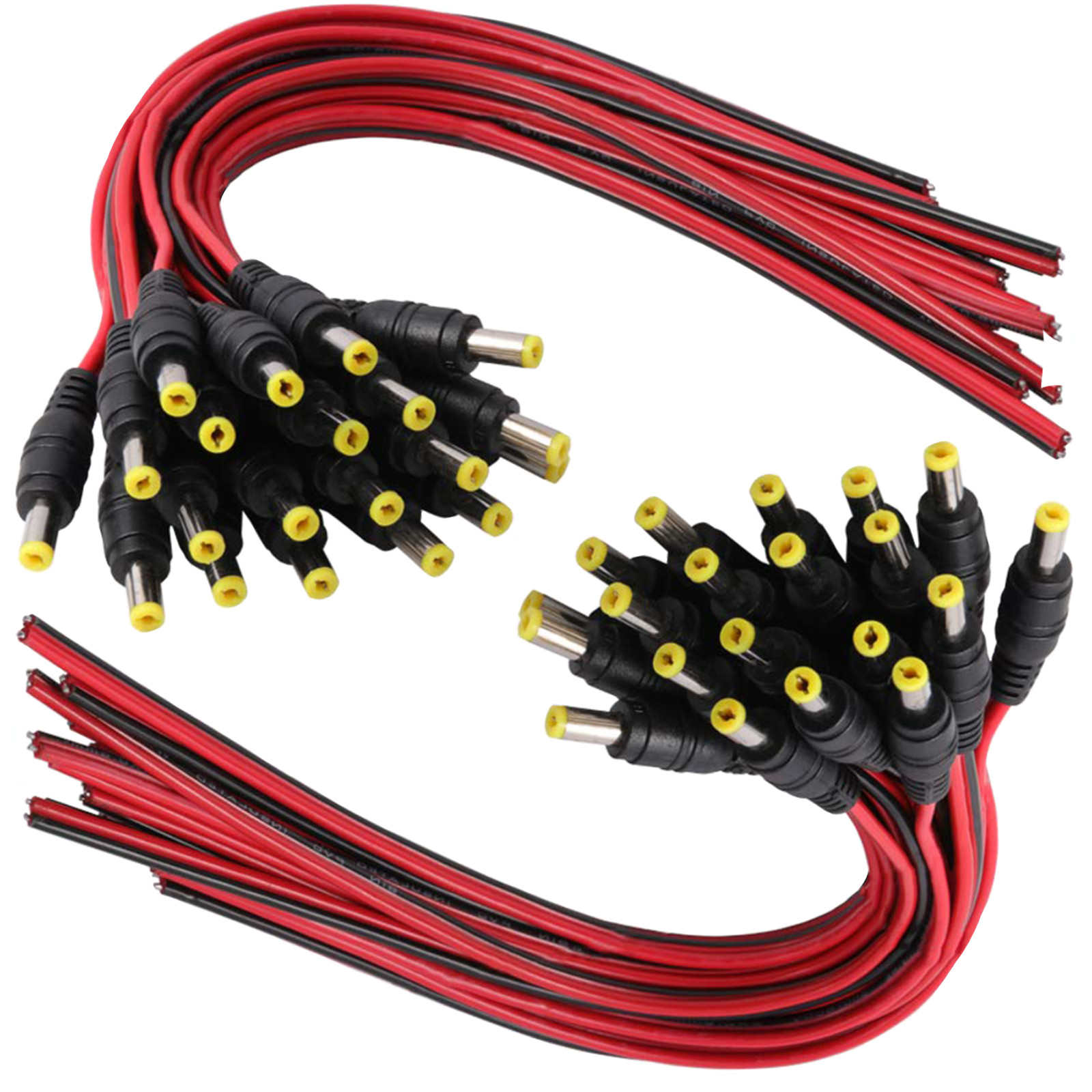DC Power Pigtail Cable Wire Plugs 18AWG 2.1mm x 5.5mm 12V 5A Male Pack Lot
