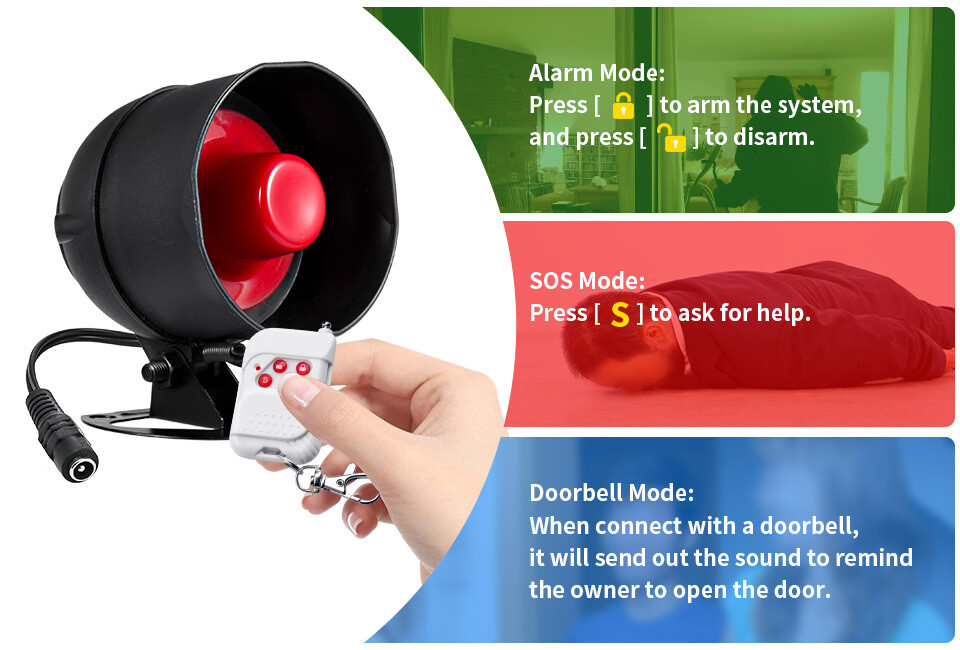 Wireless Loud Alarm Siren Burglar Horn Home Alarm System w/ Motion Detector Kit