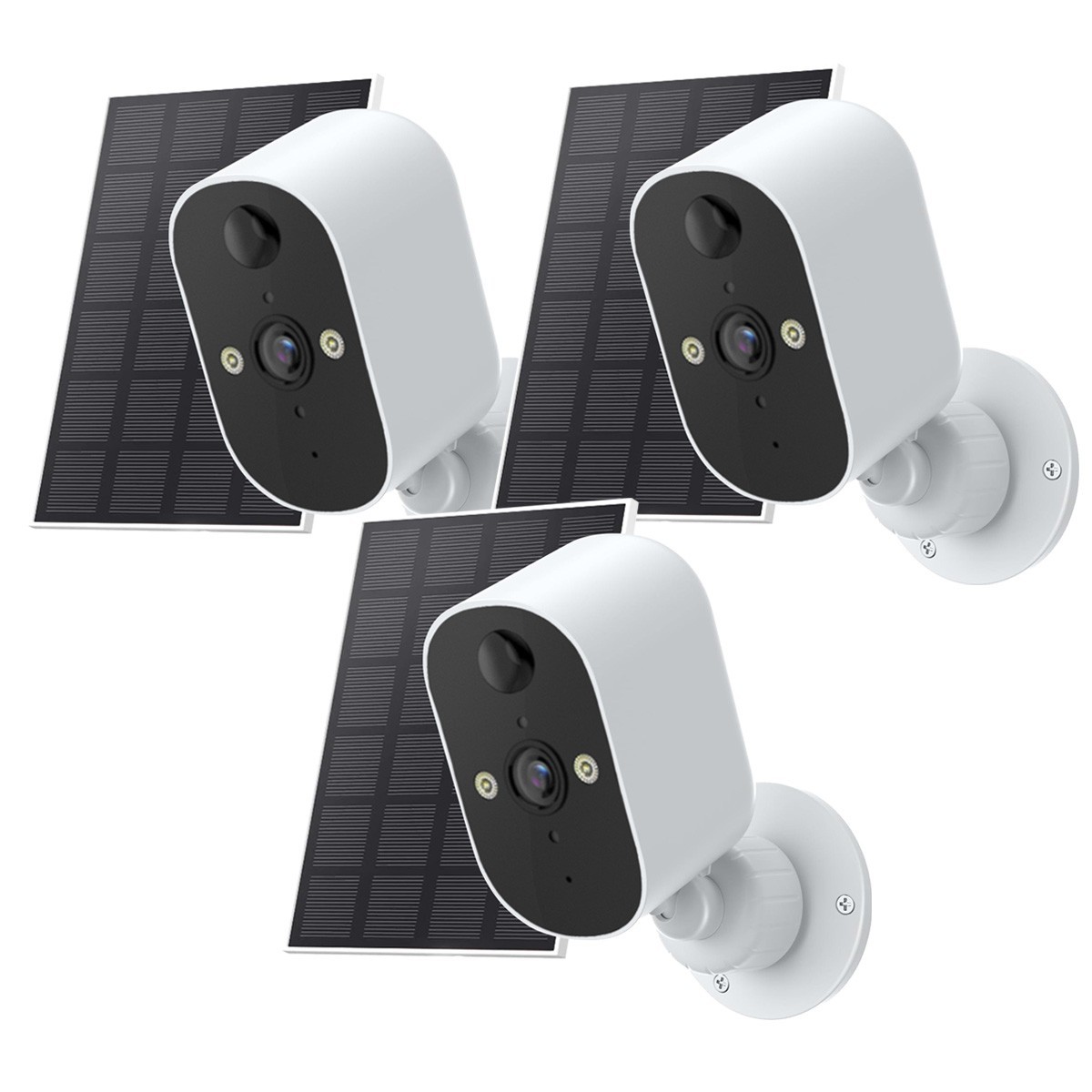 3Pcs Wireless Solar Battery Powered Wifi Home Security Camera System Outdoor