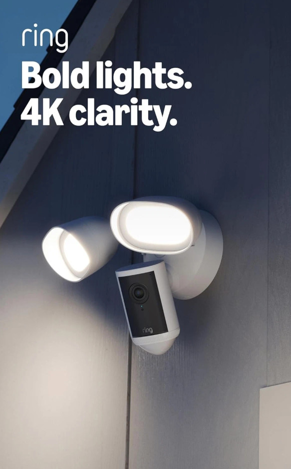 Ring Floodlight Cam Pro Wired 2nd Gen (Newest Model) Retinal 4K – White