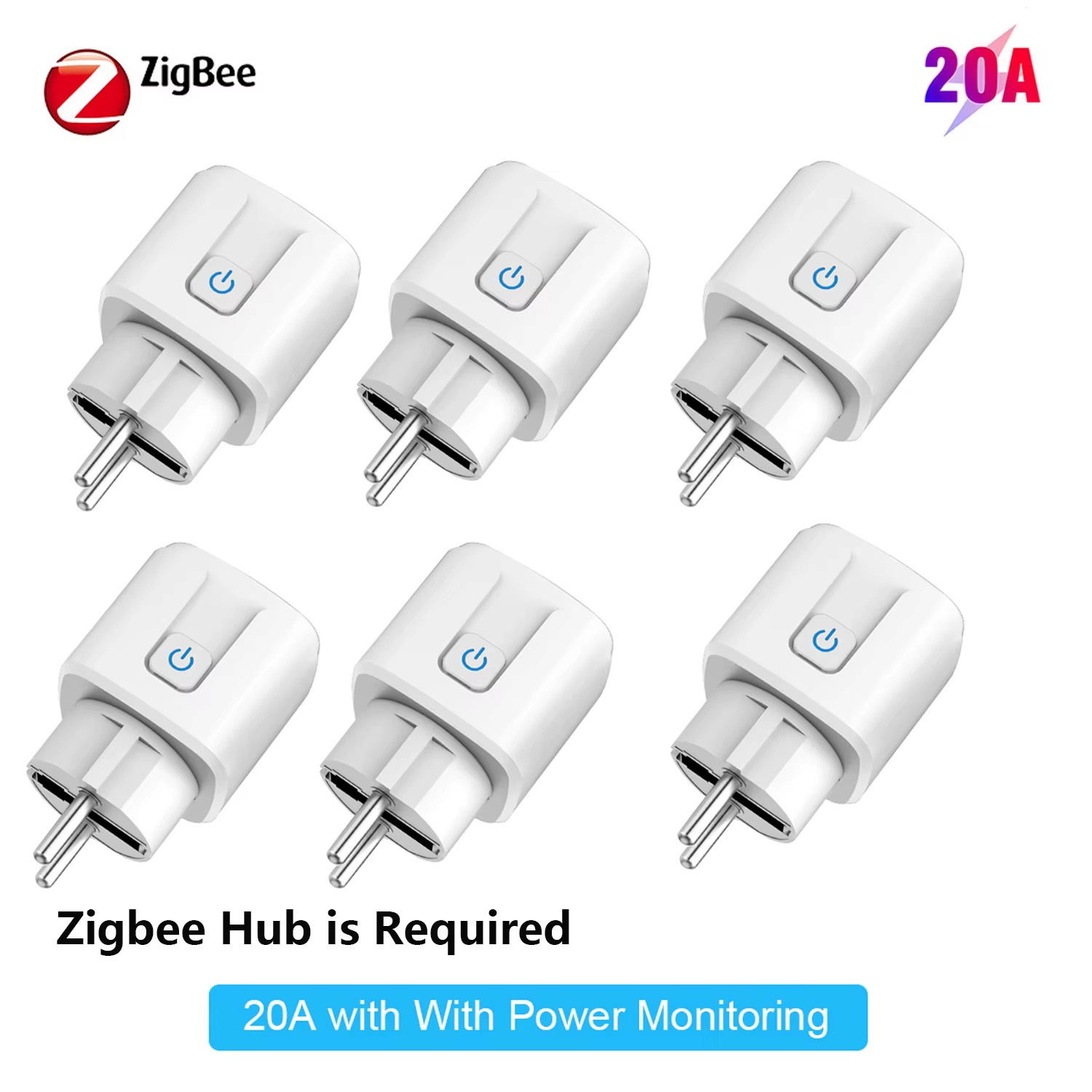 Tuya Smart Zigbee 3.0 Power Plug 16A/20A EU Outlet 4400W Meter Remote Control Wo