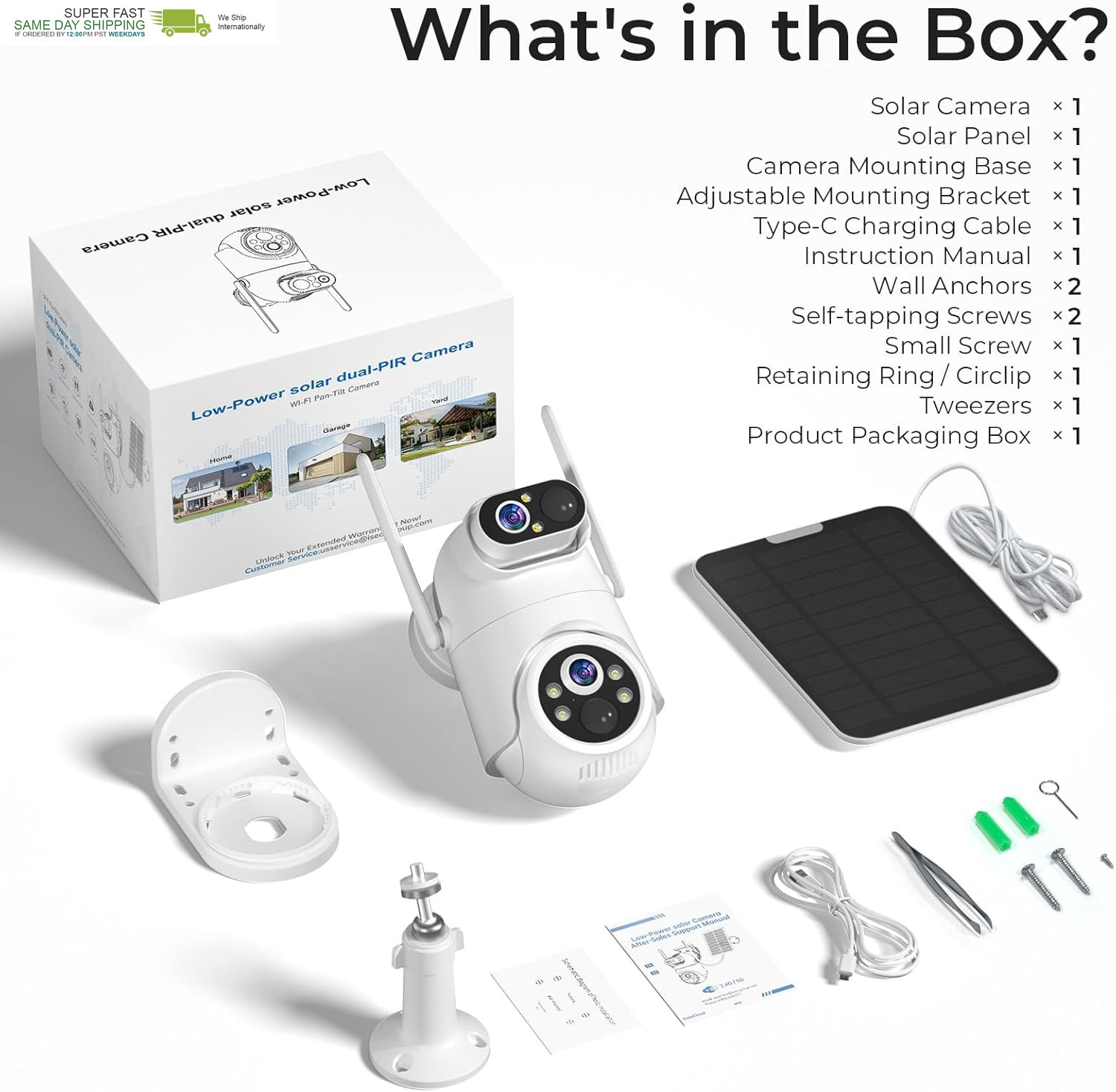 Dual Lens Solar Security Camera Wireless Outdoor – 2.5K HD No Blind Spot with PI