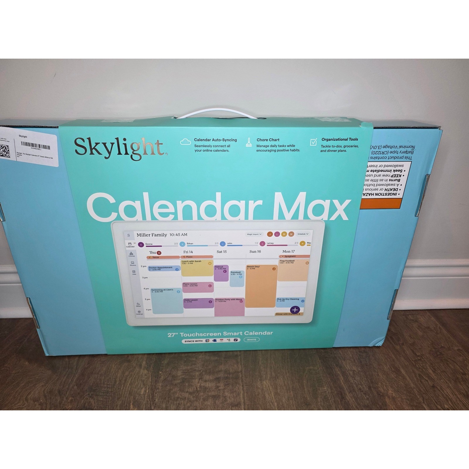 Skylight Calendar Max 27 Inch Touchscreen Smart Calendar White Wall Mount QHD