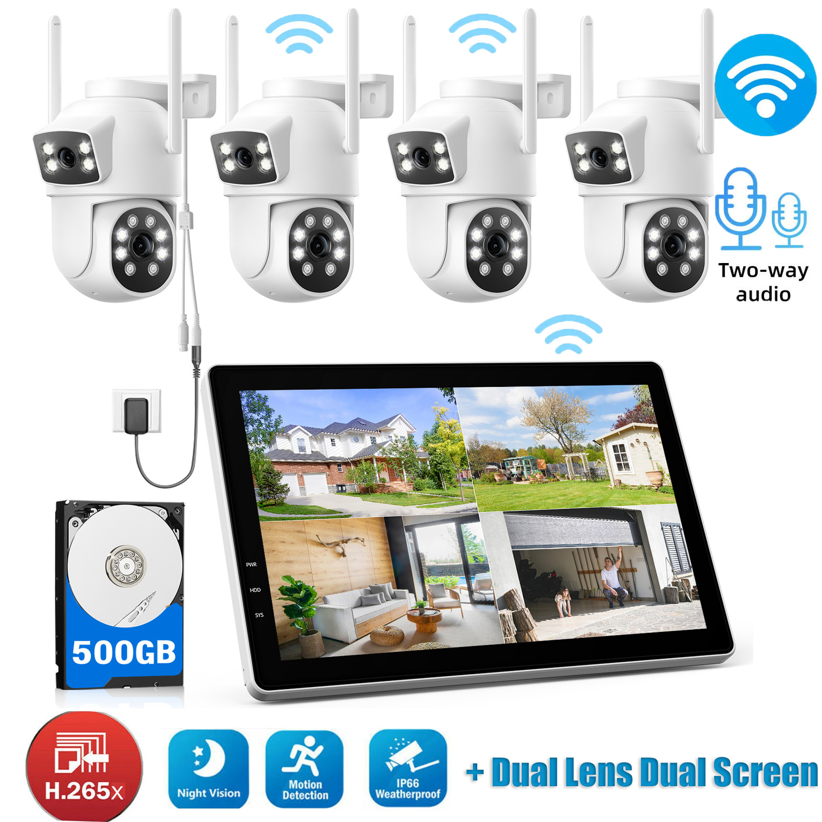 CAMCAMP 2K Wireless Security Camera System Monitor Outdoor CCTV IP Camera +32GB
