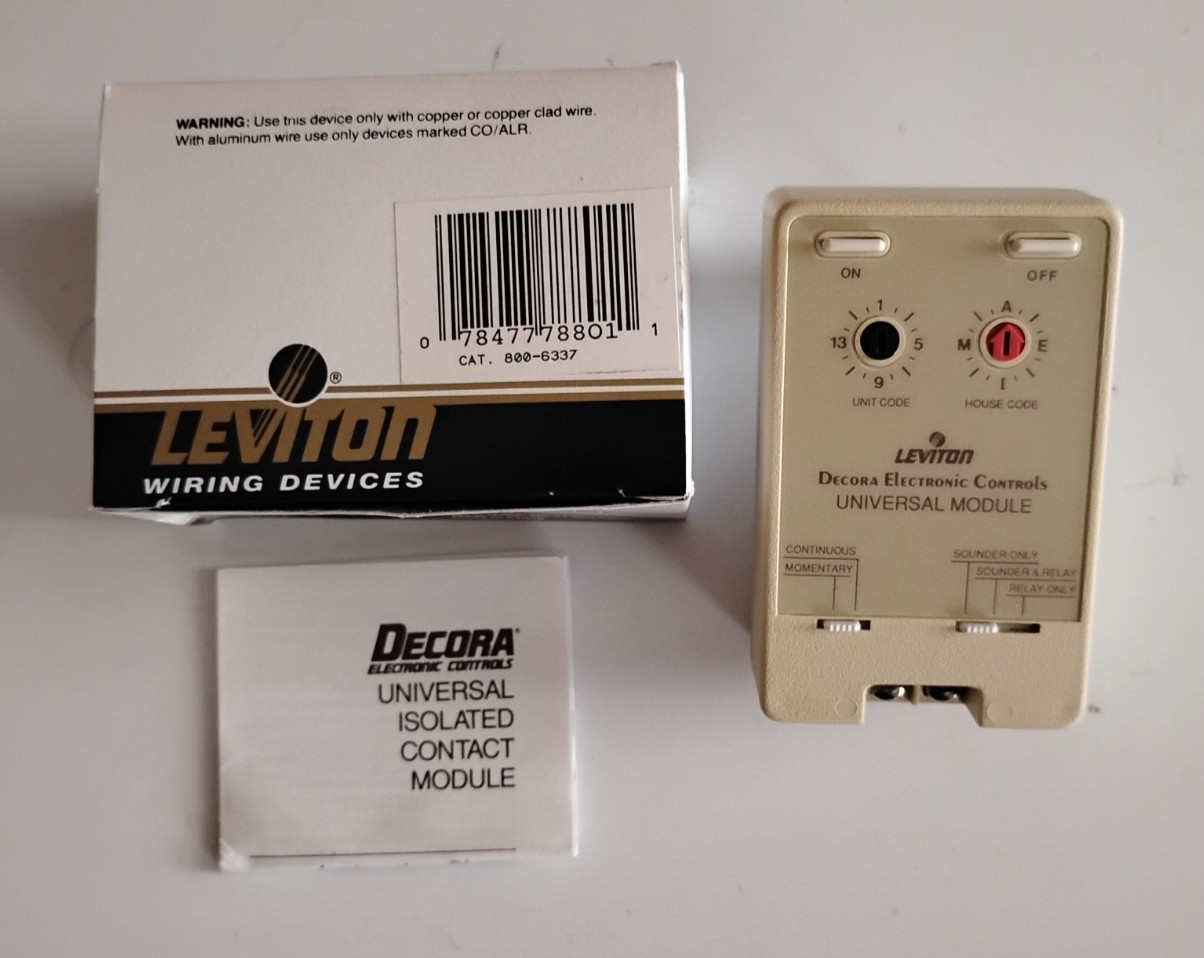 Leviton 6337 DHC, 120V, Universal Low-Voltage Module Receiver, 1-Way Comm Decora