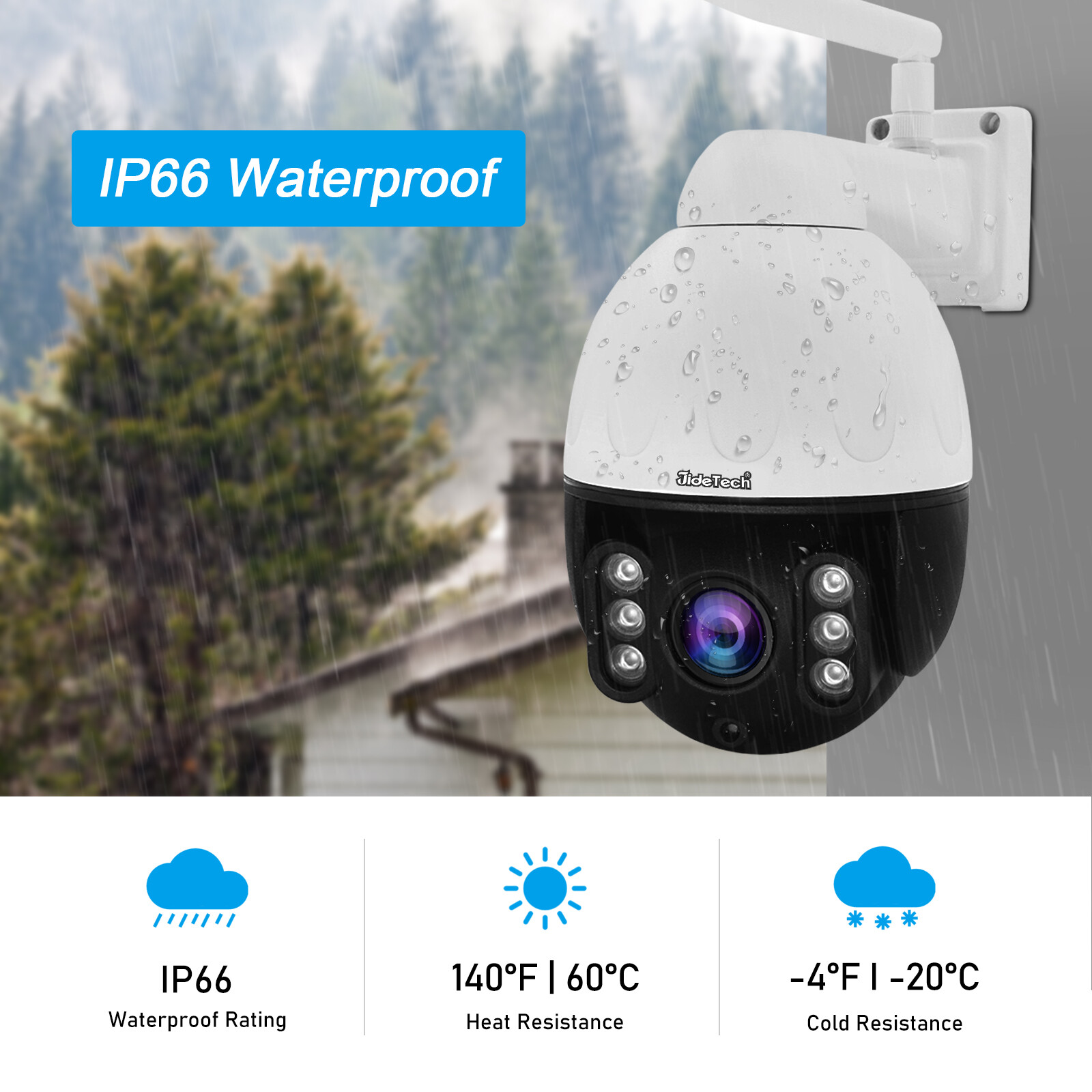 JideTech 5X Optical Zoom Camera 5MP PTZ Outdoor WiFi Camera With Auto Tracking