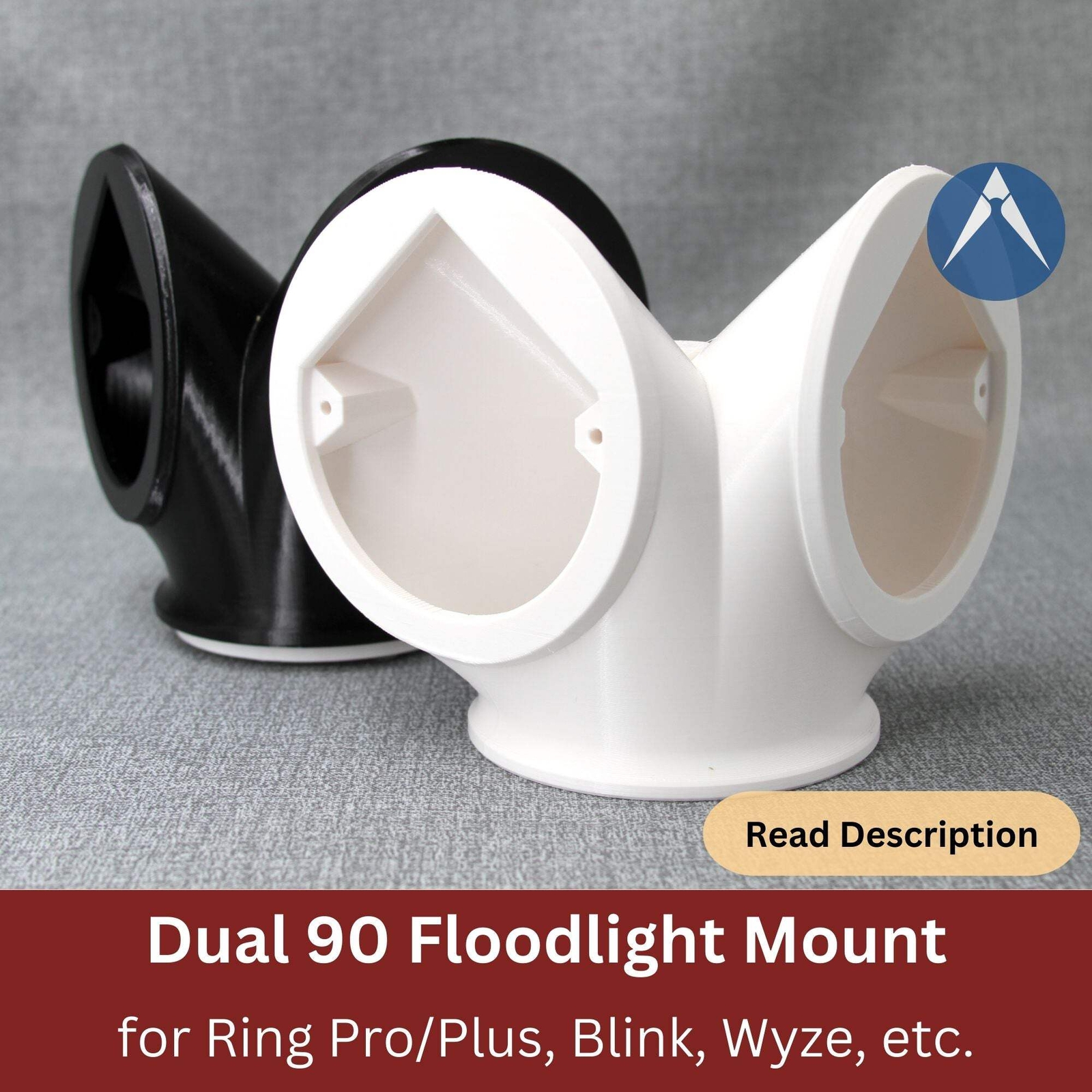 90-deg Dual Floodlight Mount for Ring Pro/Plus, Blink & Wyze Floodlight Camera