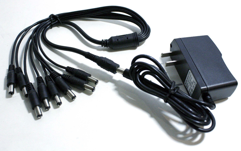 5.5mm Female DC Power Y Splitter Cable to 8 x 5.5mm x 2.1mm Barrel DC Male CCTV