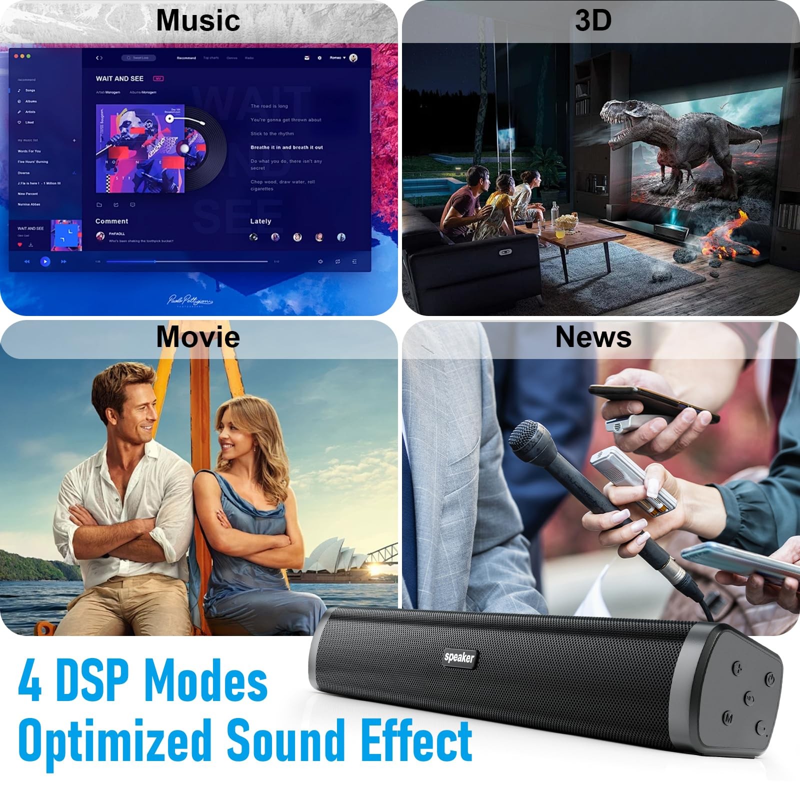 Portable Long bar Speaker, Bluetooth Wireless Speaker, Powerful Speaker for H…