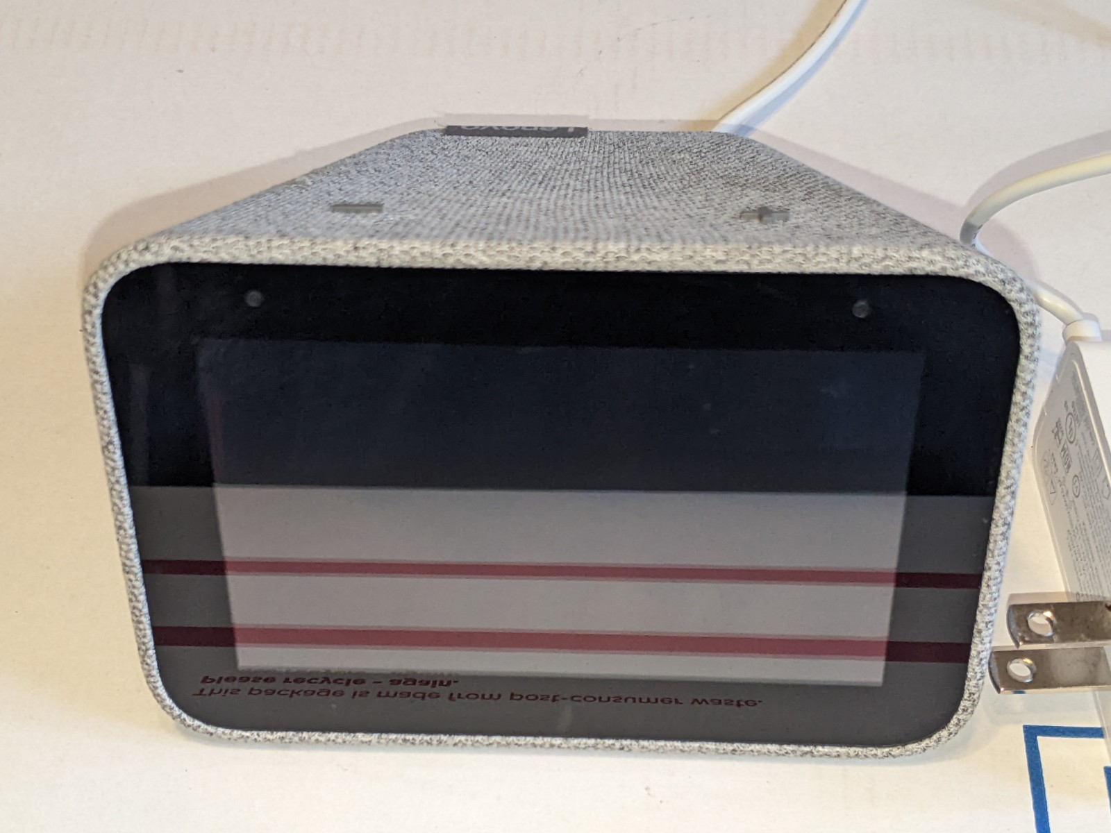 Lenovo Touchscreen Smart Clock w/ Power Cord Grey Google Assistant CD-24501F