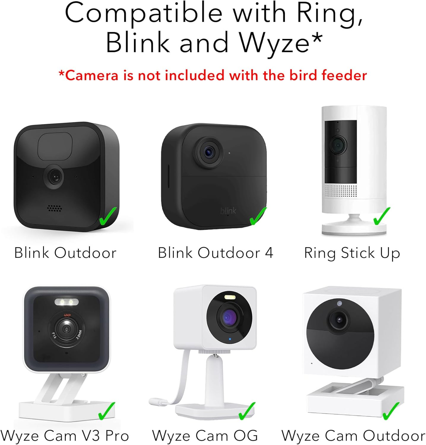 Bird Feeder Camera Case Compatible with Blink, Wyze & Ring Security Cameras Incl