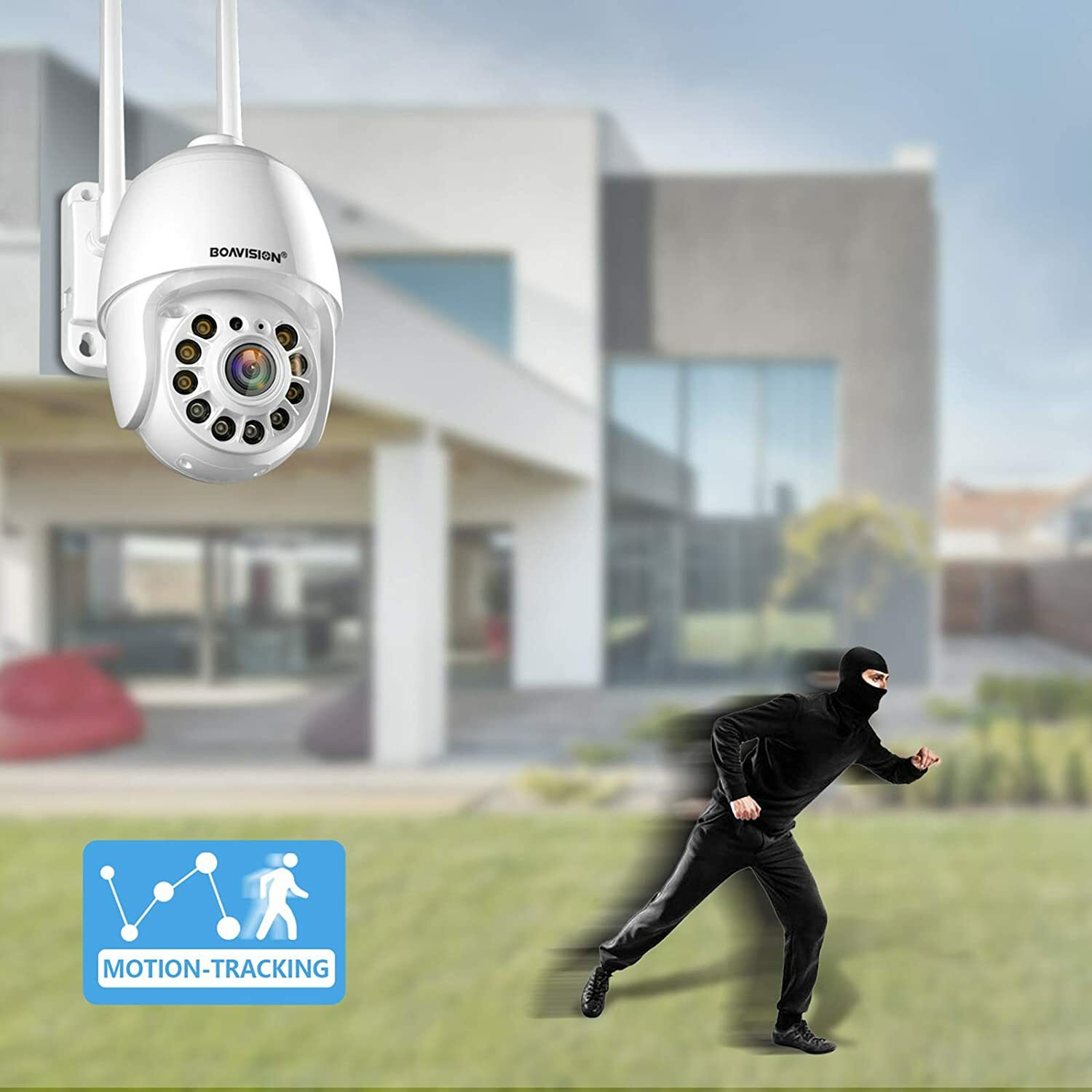 Full Color Night Vision Auto Tracking WiFi 2160P PTZ Dome Camera Outdoor -US Sh