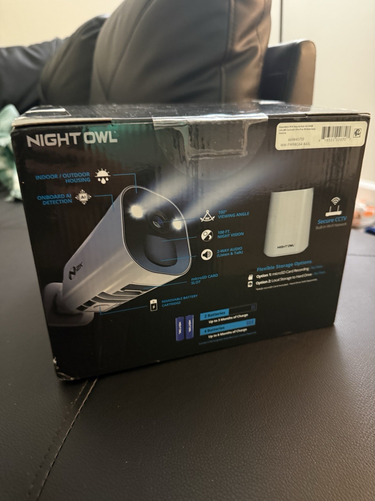 Night Owl 2K HD Battery Wi-Fi System Security Hub and 3 Cameras (White)