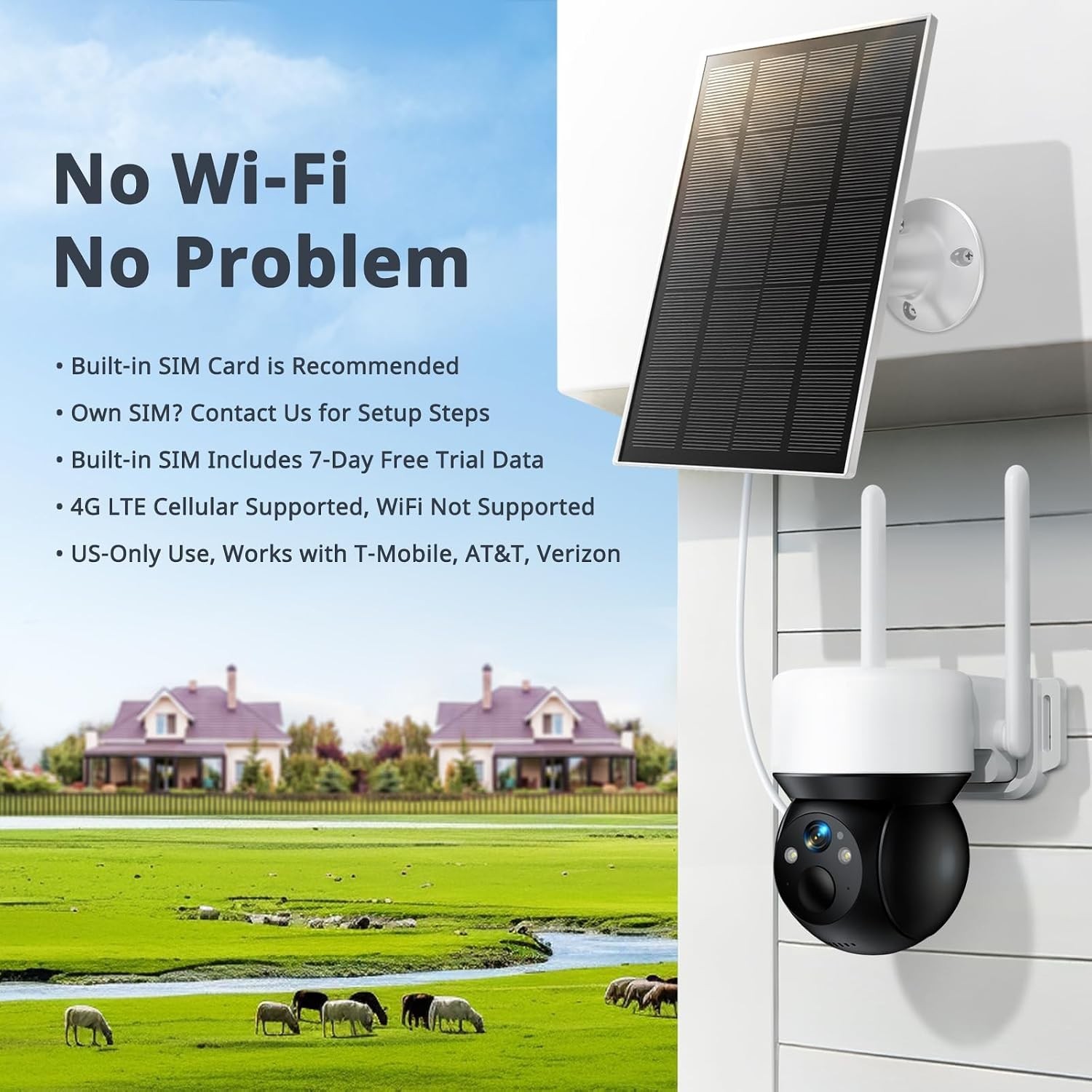 Solar Camera Security Outdoor – 100% Wire-Free Security Cameras Wireless Outdoor