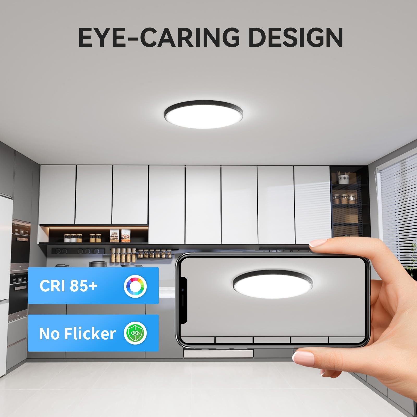 WKONCLDY 6Pack 3200lm LED Flush Mount Ceiling Light, Super 12in-6Pack, Black