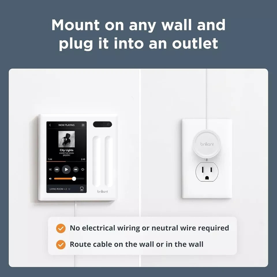 New Brilliant Smart Home Control Panel 2-Switch Plug-In Model Low Voltage $450