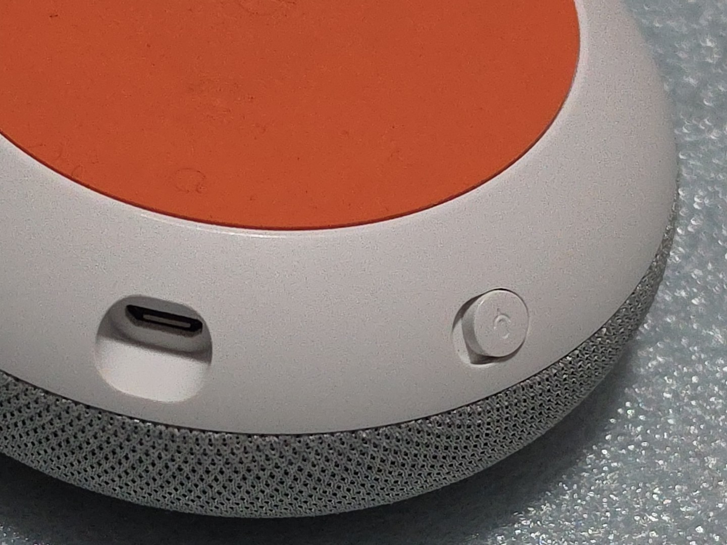 Google Home Mini 1st Gen Model H0A Gray & Orange, w/ Power Cord