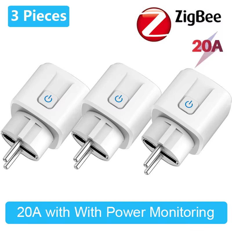 Tuya Smart Zigbee 3.0 Power Plug 16A/20A EU Outlet 4400W Meter Remote Control Wo