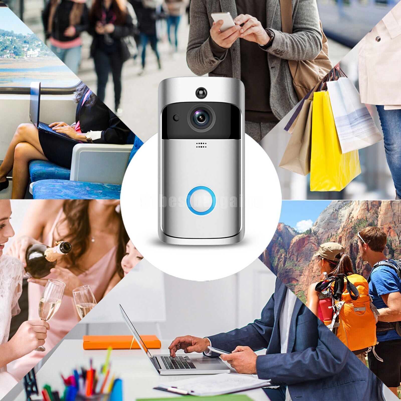 Wireless WiFi Video Doorbell Smart Phone Door Ring Intercom Security Camera Bell