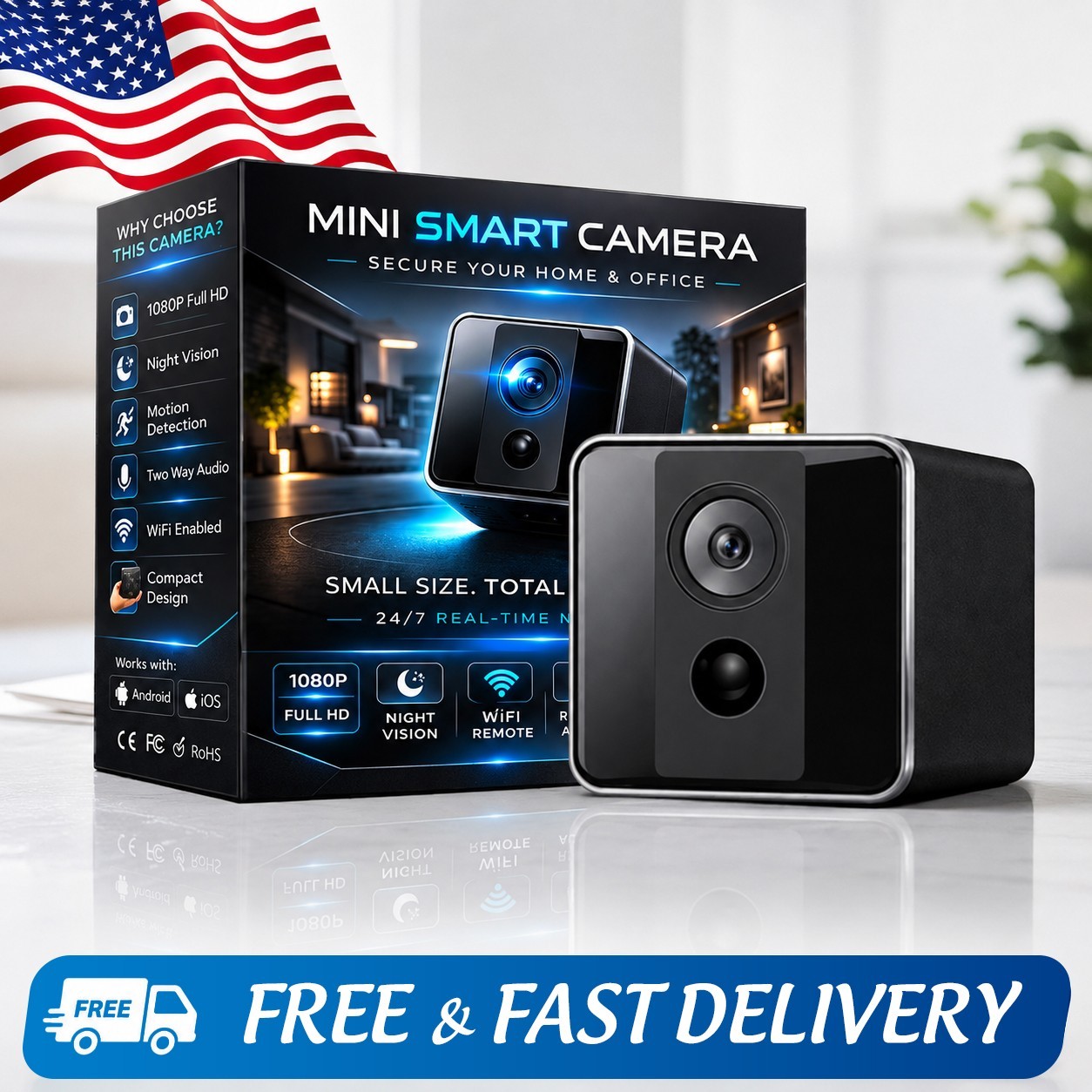New Mini Smart Camera Wireless HD Night Vision Home Security Motion Detection
