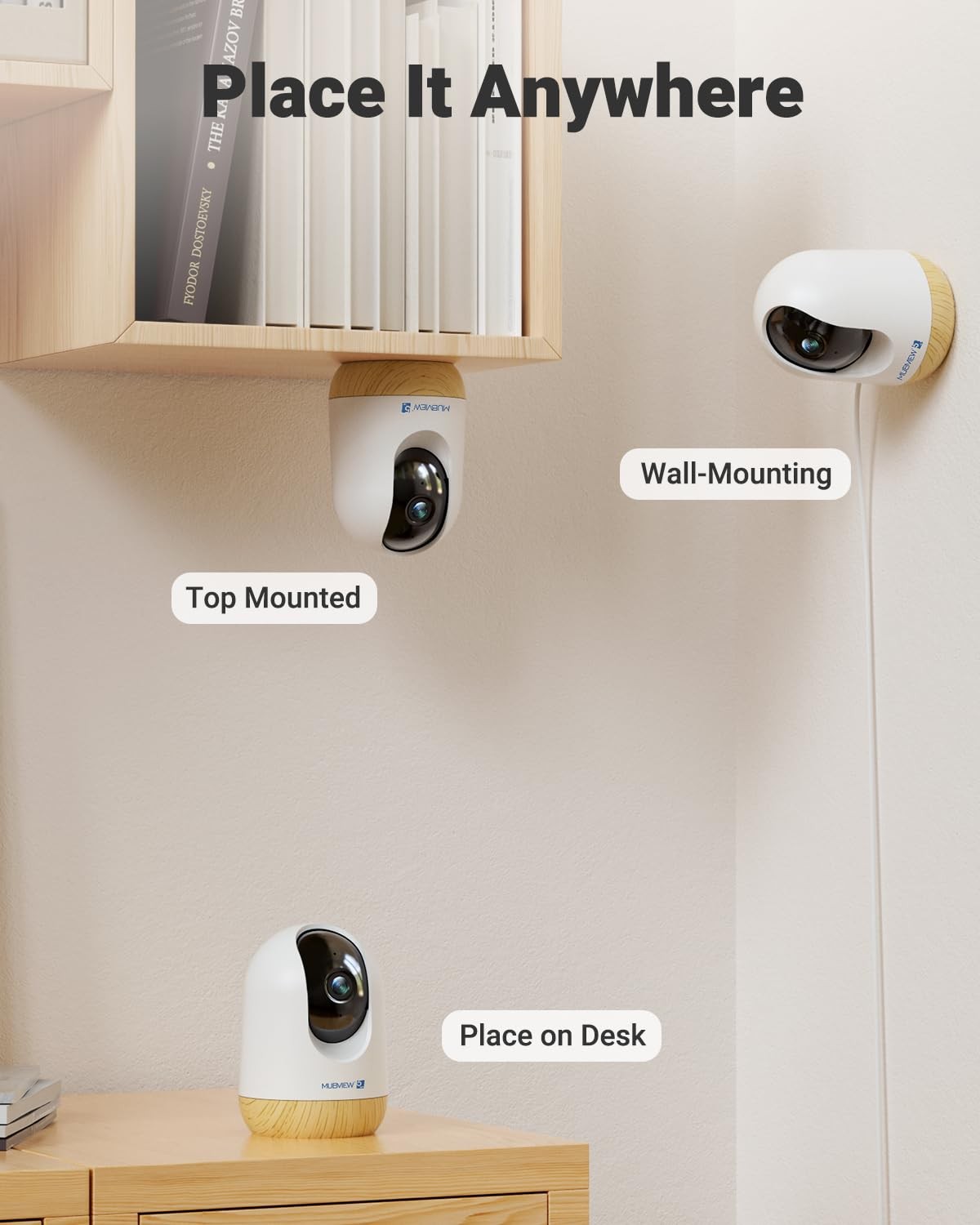 MUBVIEW 5MP Indoor Security Cameras, 4 PCS, Yellow 5GHz & 2.4GHz WIFI
