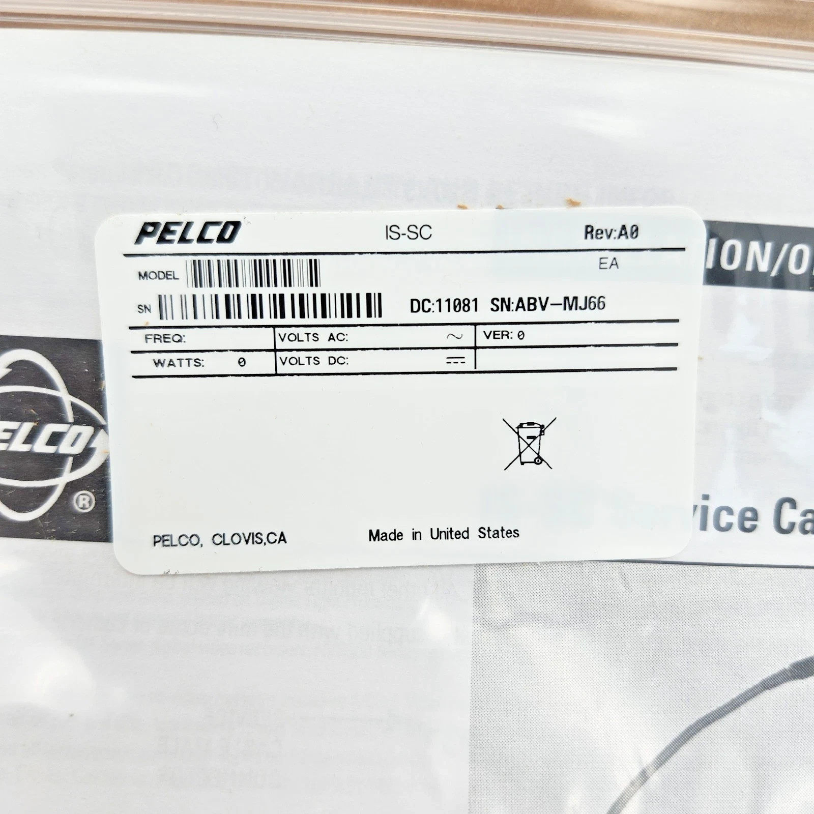 Pelco IS-SC 4-Foot IS/ICS Service Cable to BNC CCTV Security Camera New Open Box