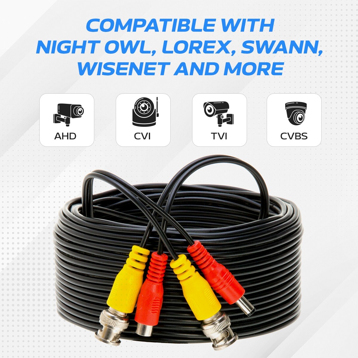 4 x Security Camera Video Cable 100FT BLACK BNC RCA Wire DVR CCTV Surveillance