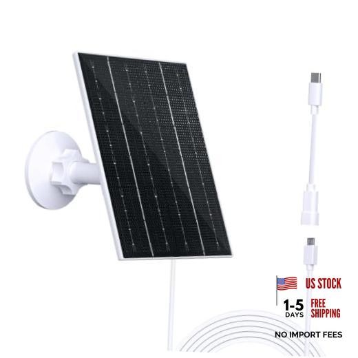 4W 5V USB Solar Panel for Outdoor Rechargeable Battery Camera | USB-C 1 White