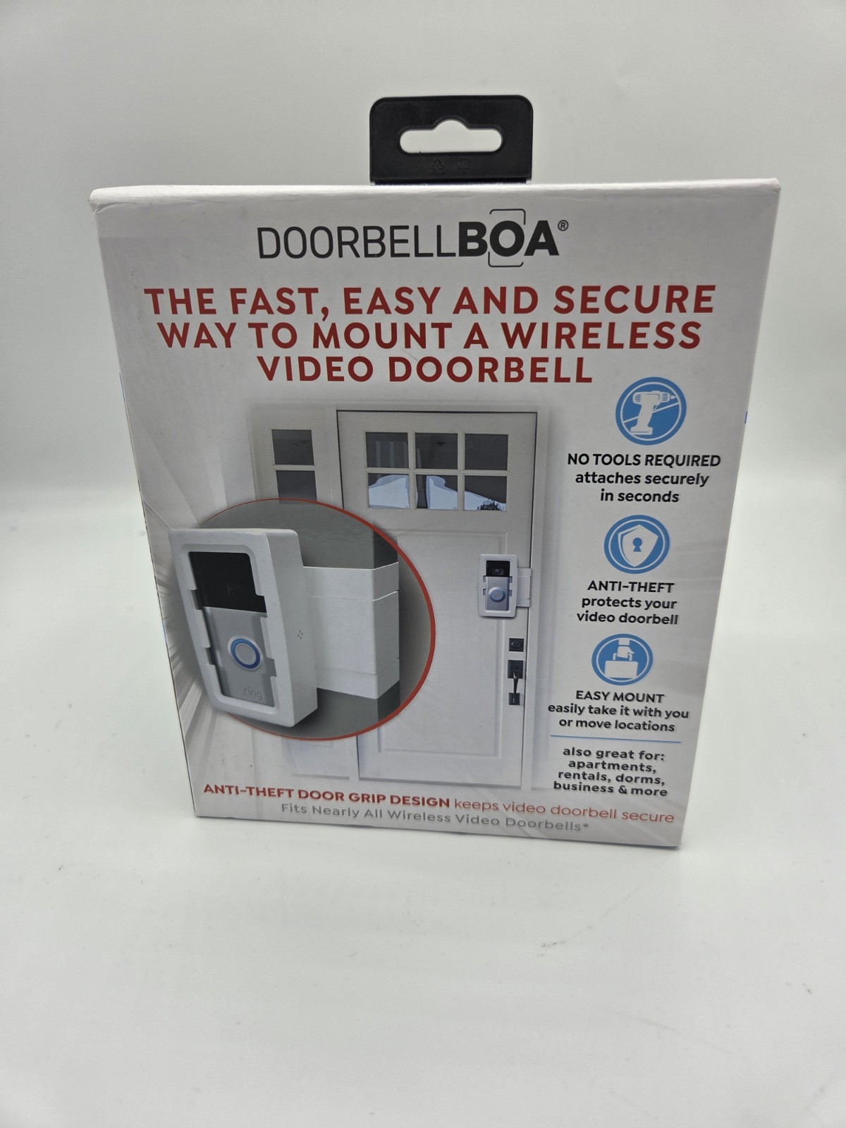 Anti-Theft Ring/Camera Video Doorbell Mount, Door Bracket No Drilling