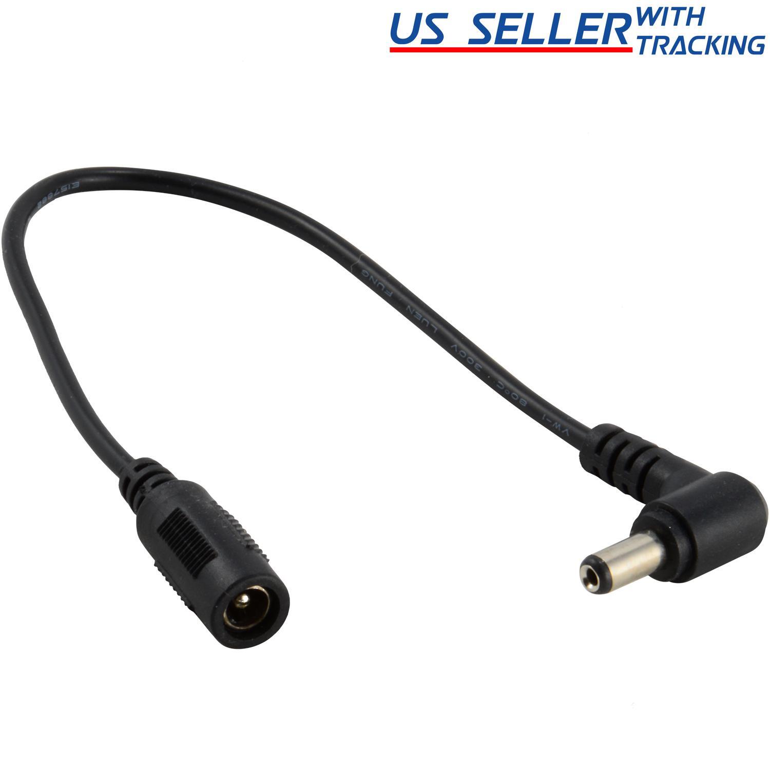 (5-pack) DC Power Right Angle Adapter Extension Cable 5.5×2.1mm Barrel Plug