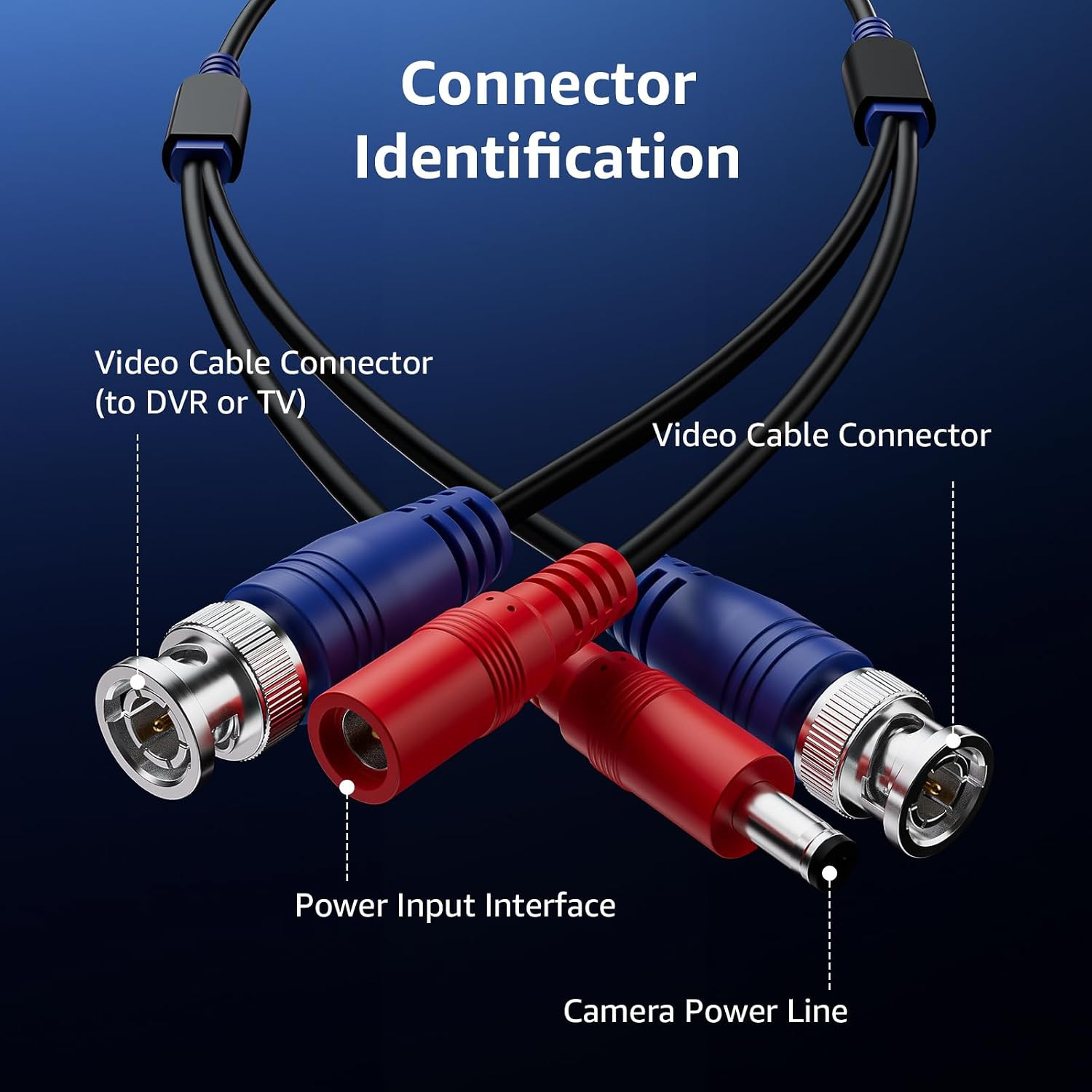 4 Pack 30M/100Ft All-In-One Video Power Cables, BNC Extension