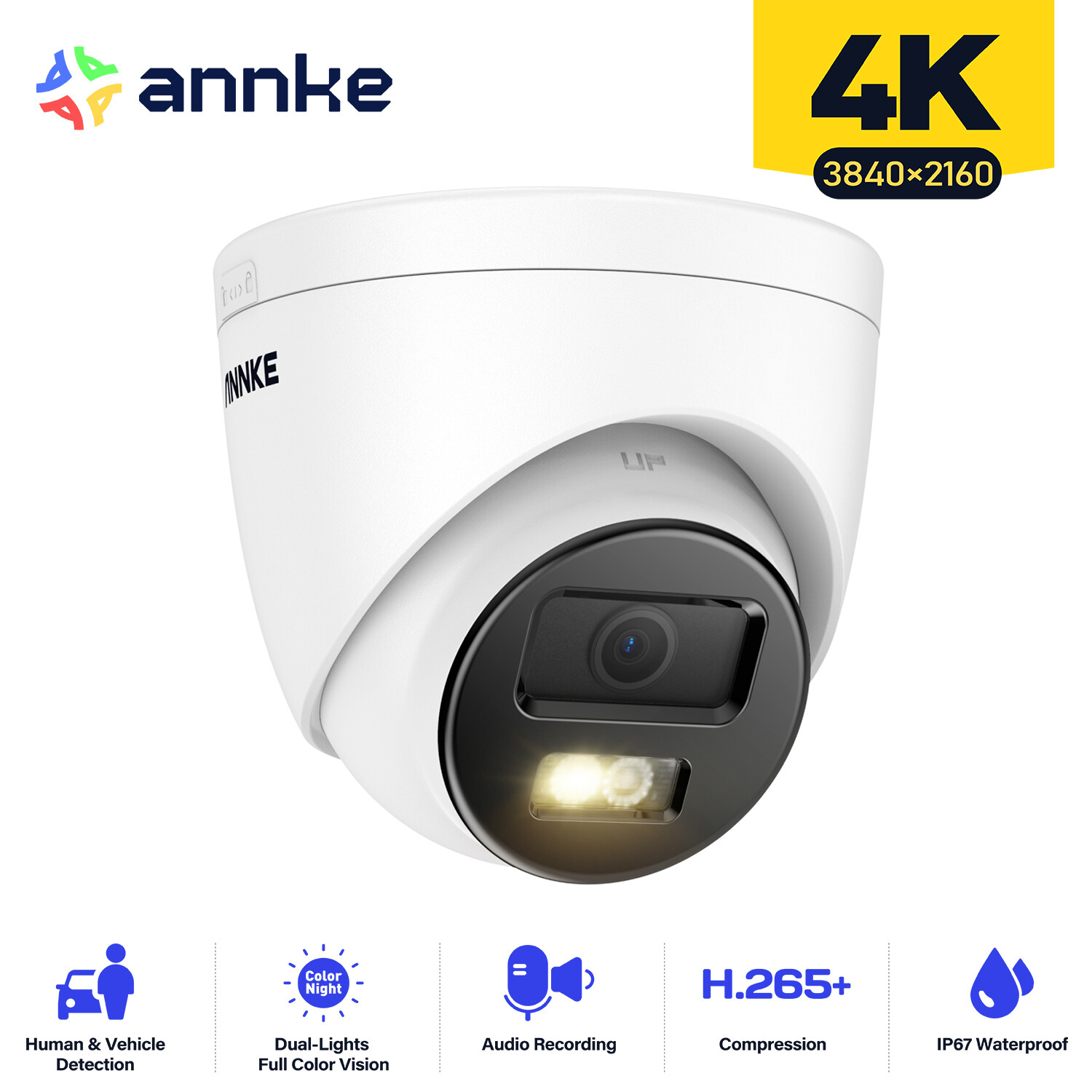 ANNKE 6MP Full Color Night PoE Security IP Camera Dual Lens Two Way Audio IP66