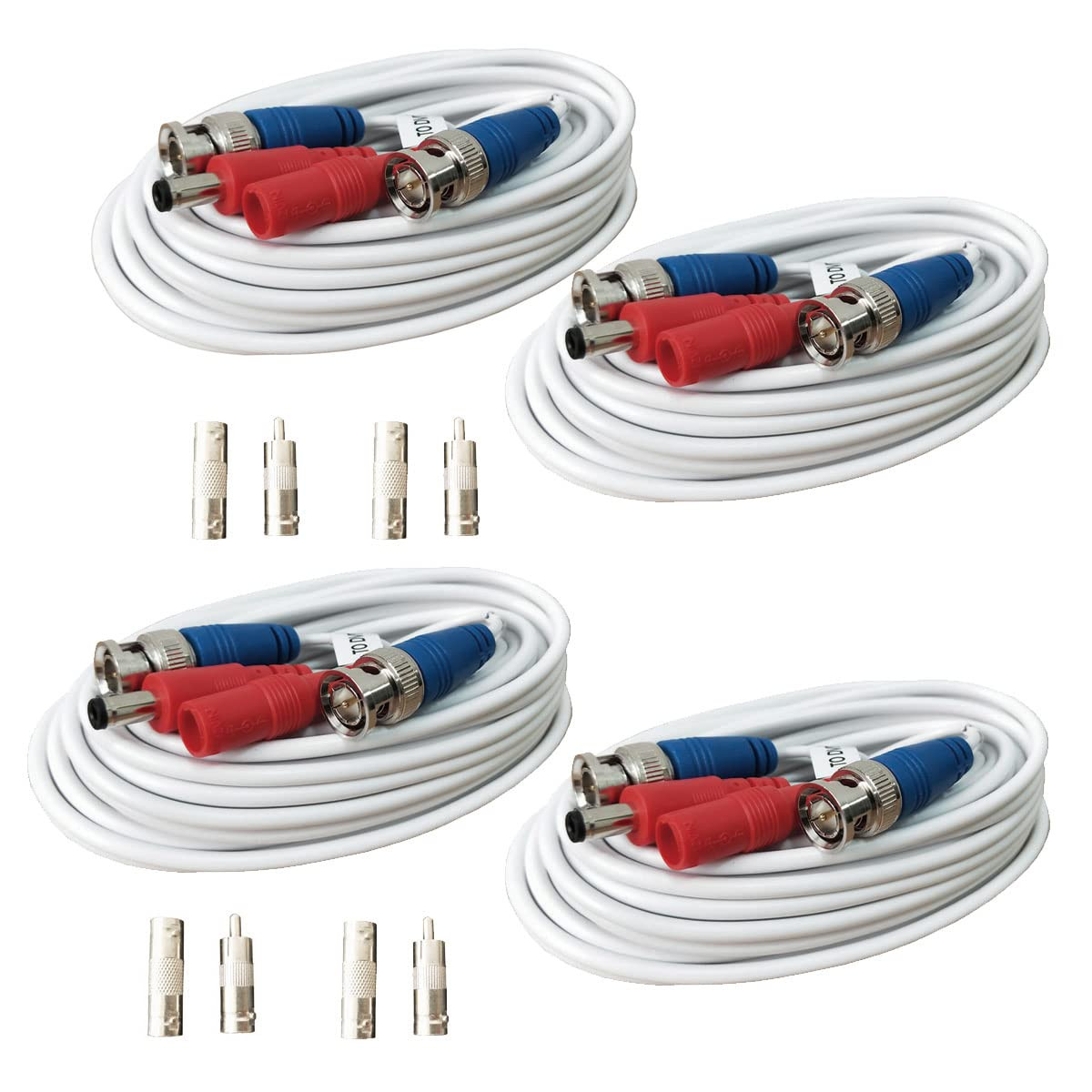 4 Pack 25FT BNC CCTV Cable Video Power All-in-One Security Wire