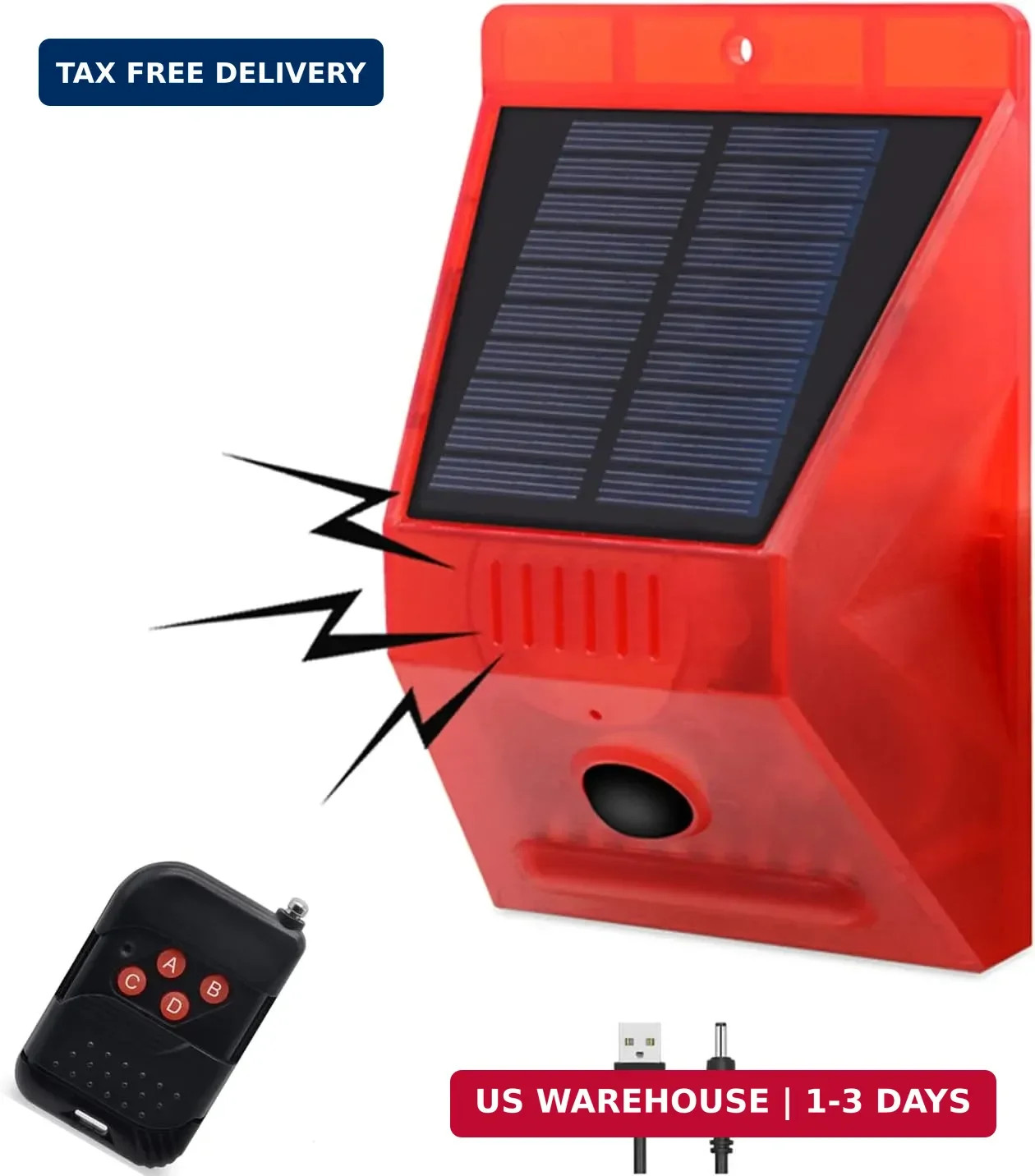 HULPPRE Solar Outdoor Motion Sensor Alarm,130db Loud Siren Lamp Noise Maker | 4