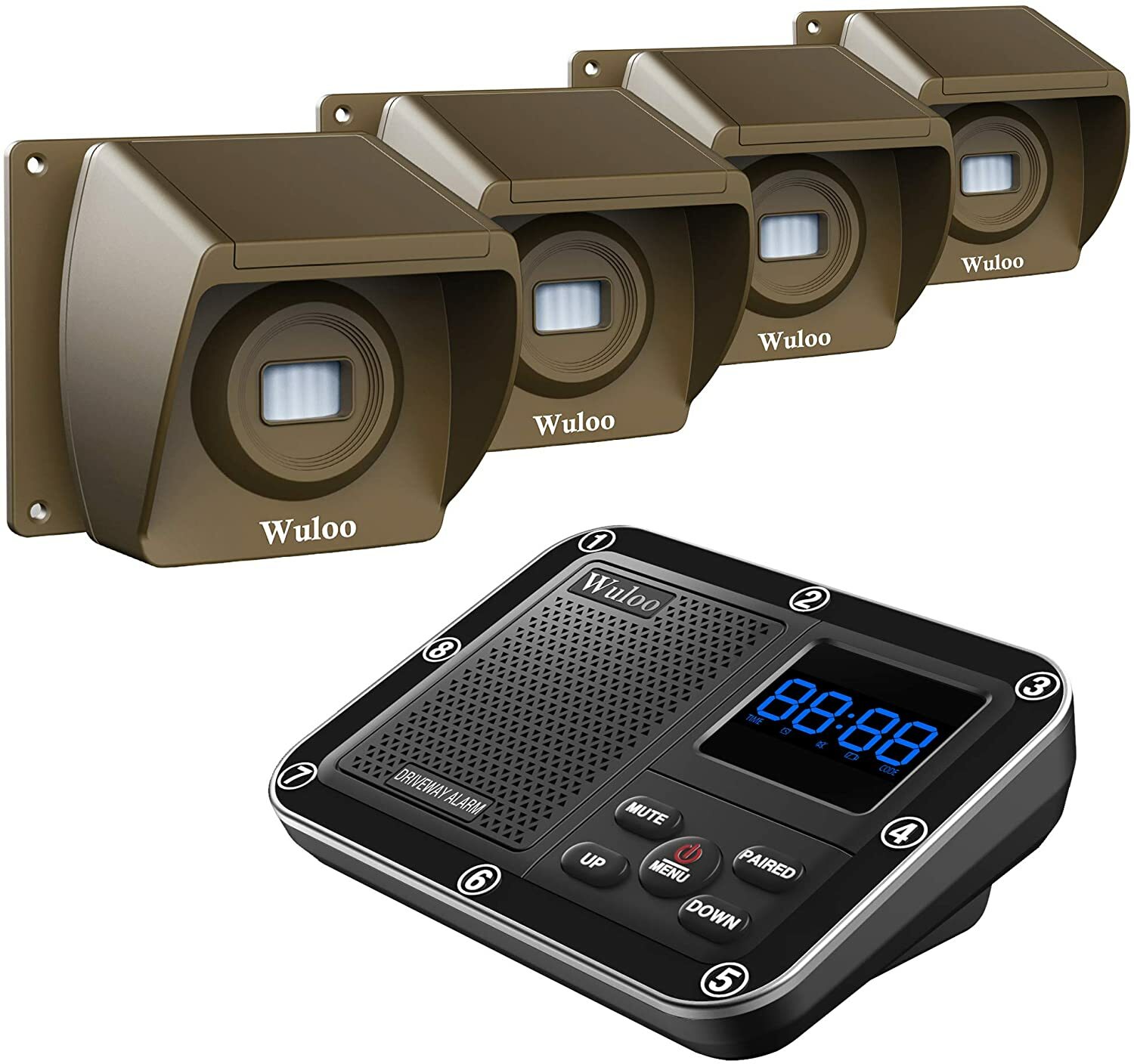 Wuloo Motion Sensor Alarm, Wireless Driveway Alarm with 4 Sensors and 1 Receiver