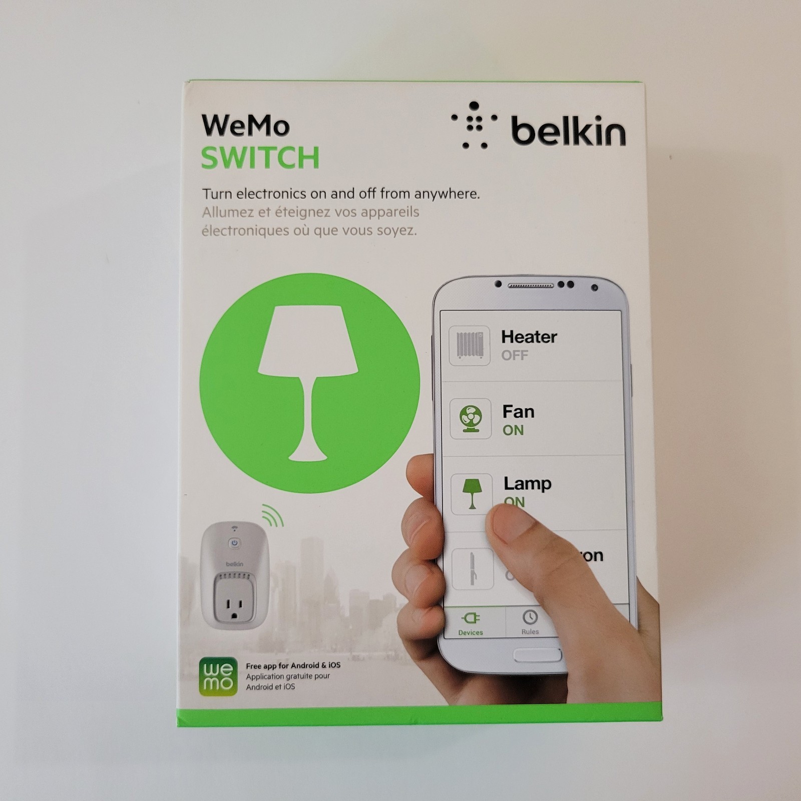 NEW Belkin WeMo Switch, Control Electronics Via Smart Phone App