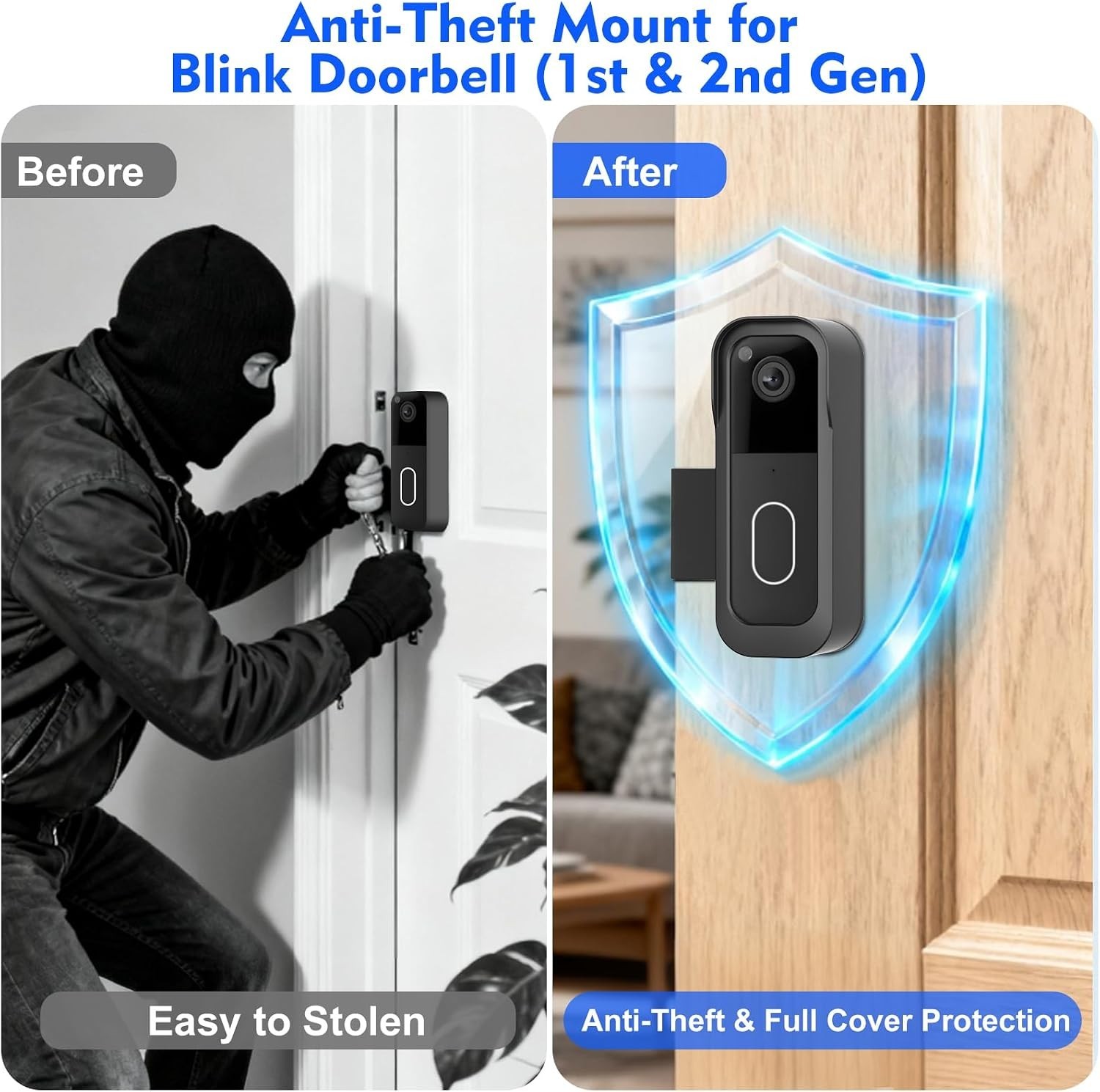 Black Anti-Theft Blink Doorbell Mount – Easy to Install, Weather-Resistant