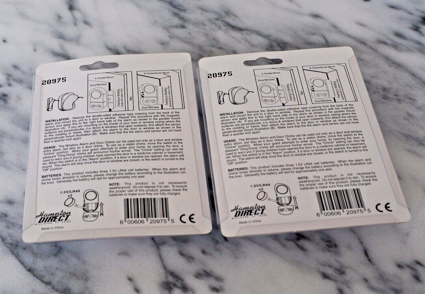 HDI Home Security Wireless Alarm Door Chime Battery Operated Set of 2 New in Pac