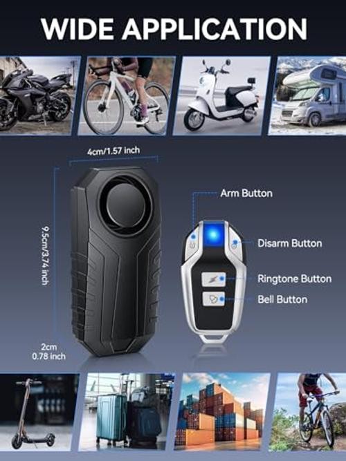 Upgraded Rechargeable Bike Alarm, Wireless Vibration Motion Sensor SF22R