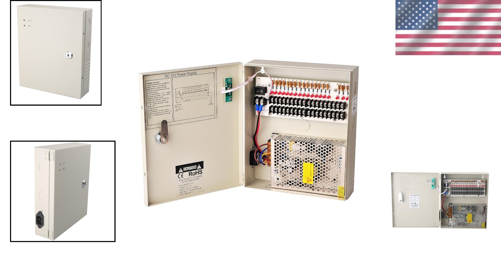 Metal Housing CCTV Power Supply, 18 Outputs