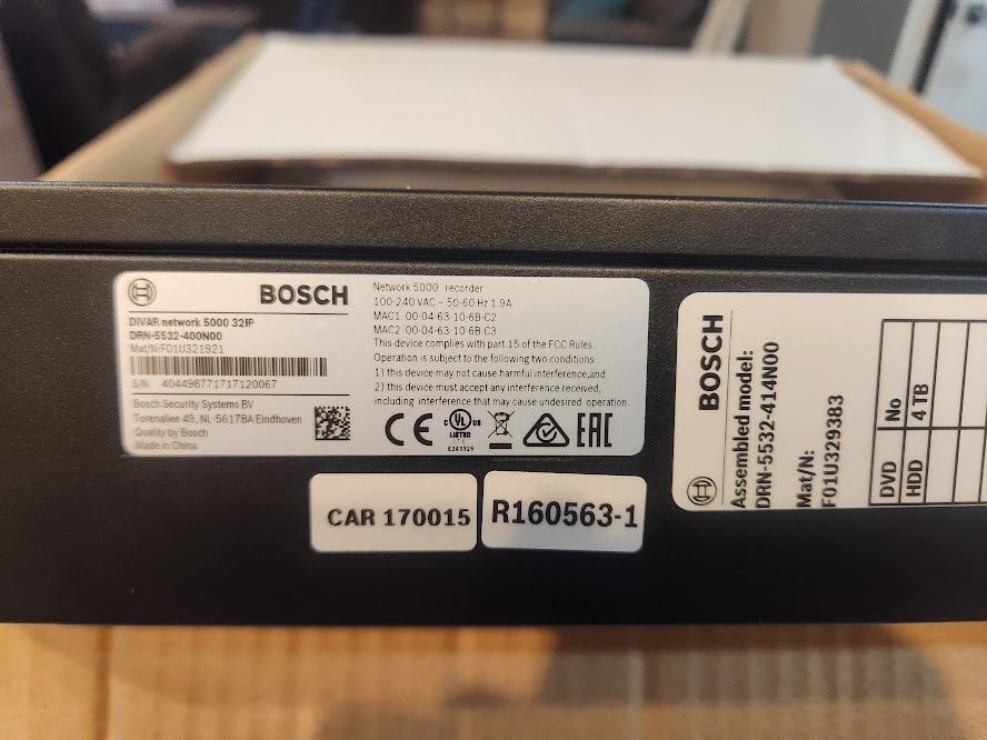 Bosch Divar 5000 Digital Video Recorder DRN-5532-414N00 New open box