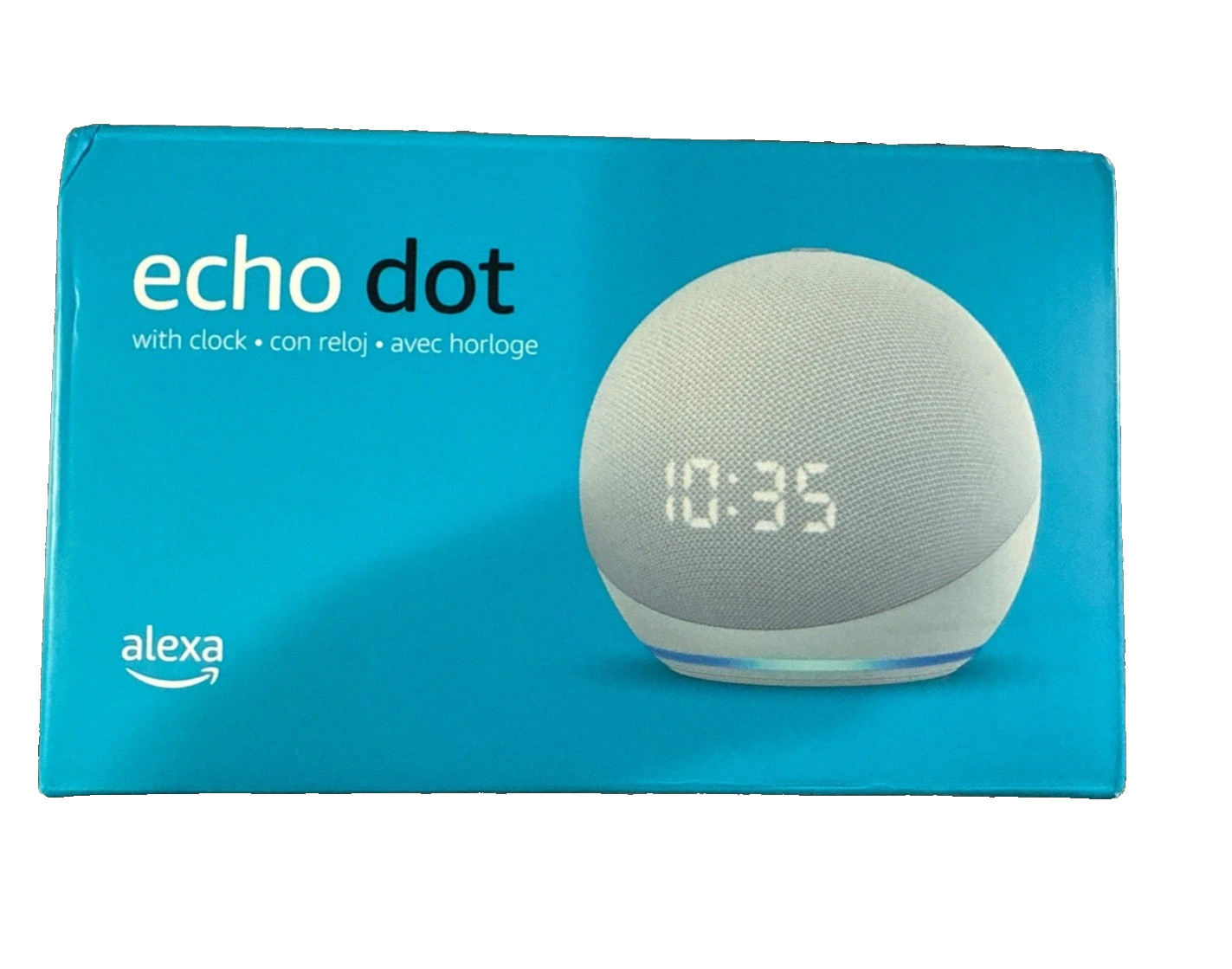 Amazon-Echo Dot with Clock-4th Generation-Glacier White Brand New Smart Speaker