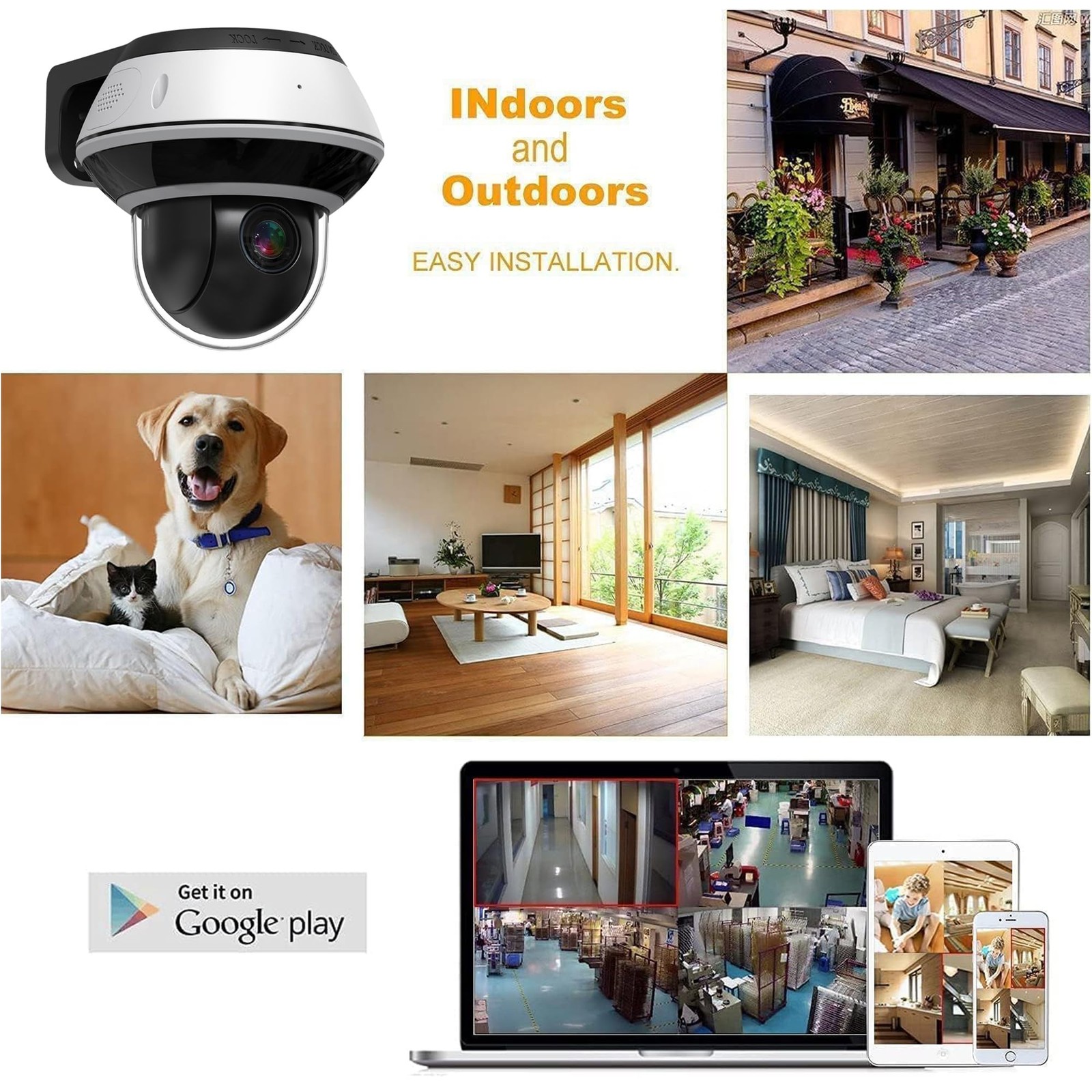 4K 8MP Mini PTZ Dome PoE IP Camera Outdoor Pan Tilt 5X Optical Zoom, 2.7-13.5…
