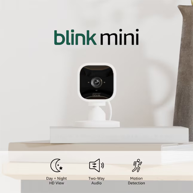 2 Pack Blink Mini Indoor Plug-In HD Smart Security Camera 1080p HD Video White