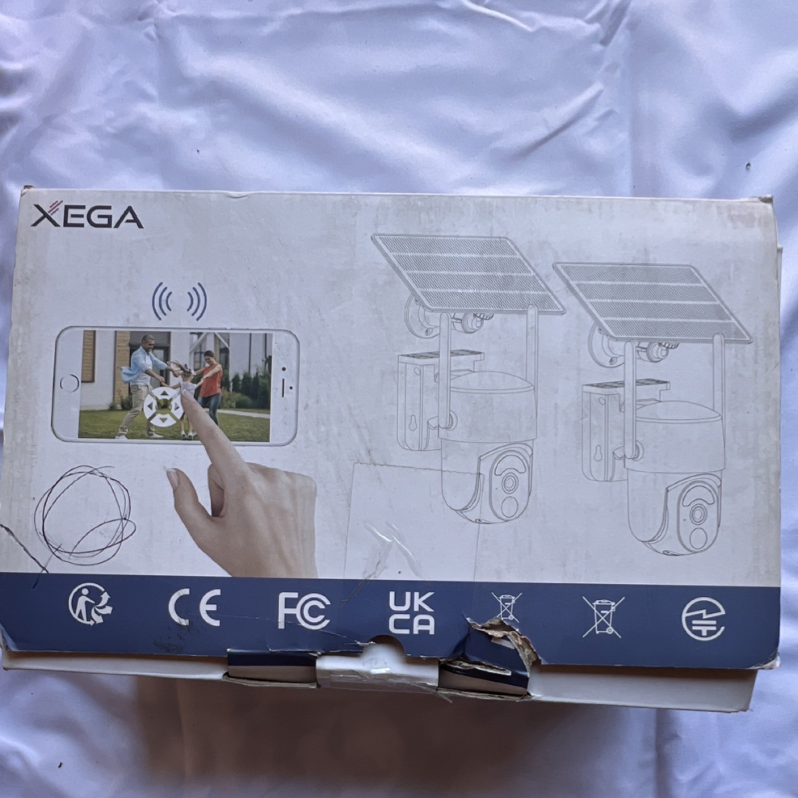 XEGA Solar Wi‑Fi Outdoor IP Surveillance Cameras, Color, White, 2-Pack